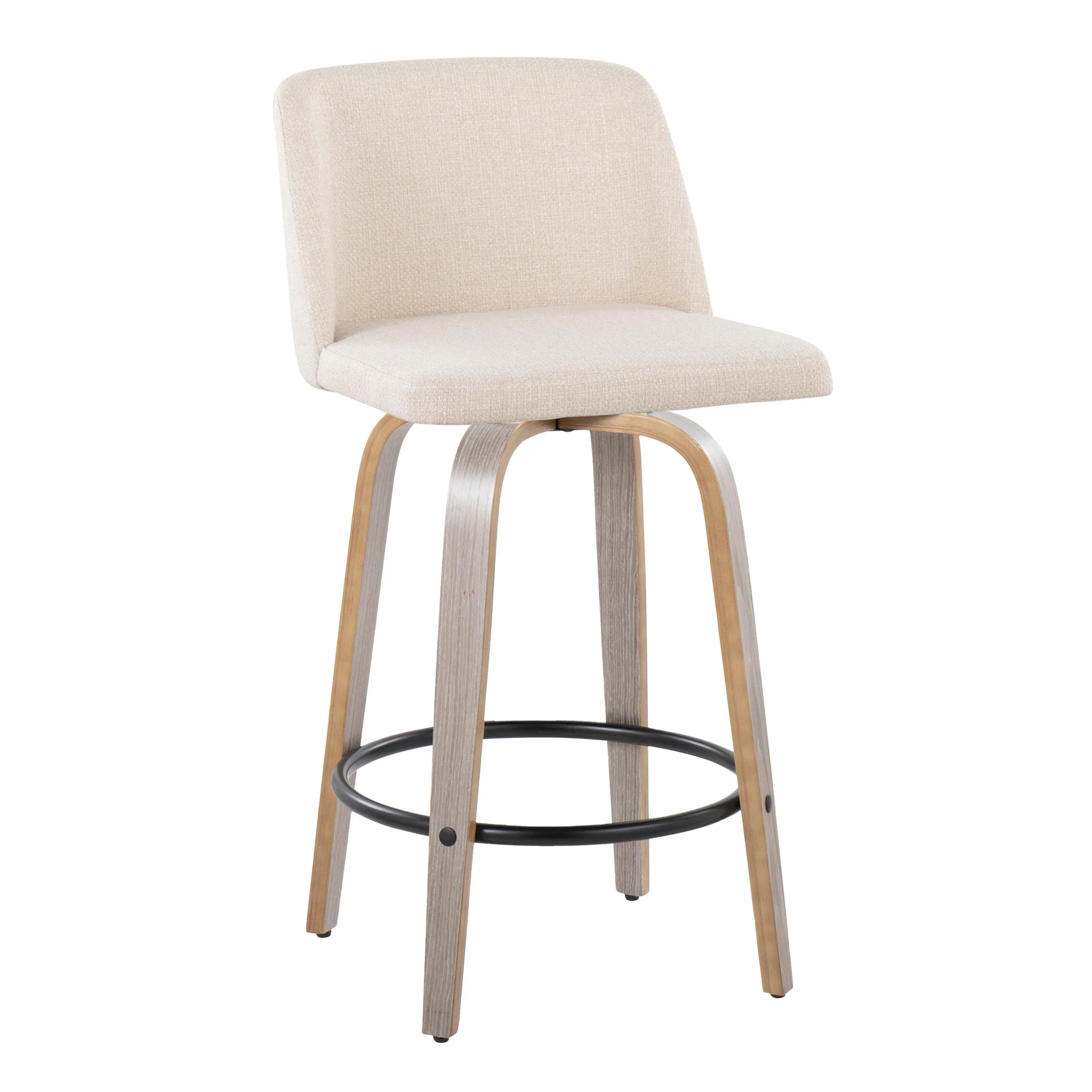 Toriano - Contemporary Fixed Height Counter Stool With Swivel & Round Footrest (Set of 2) - Image 14