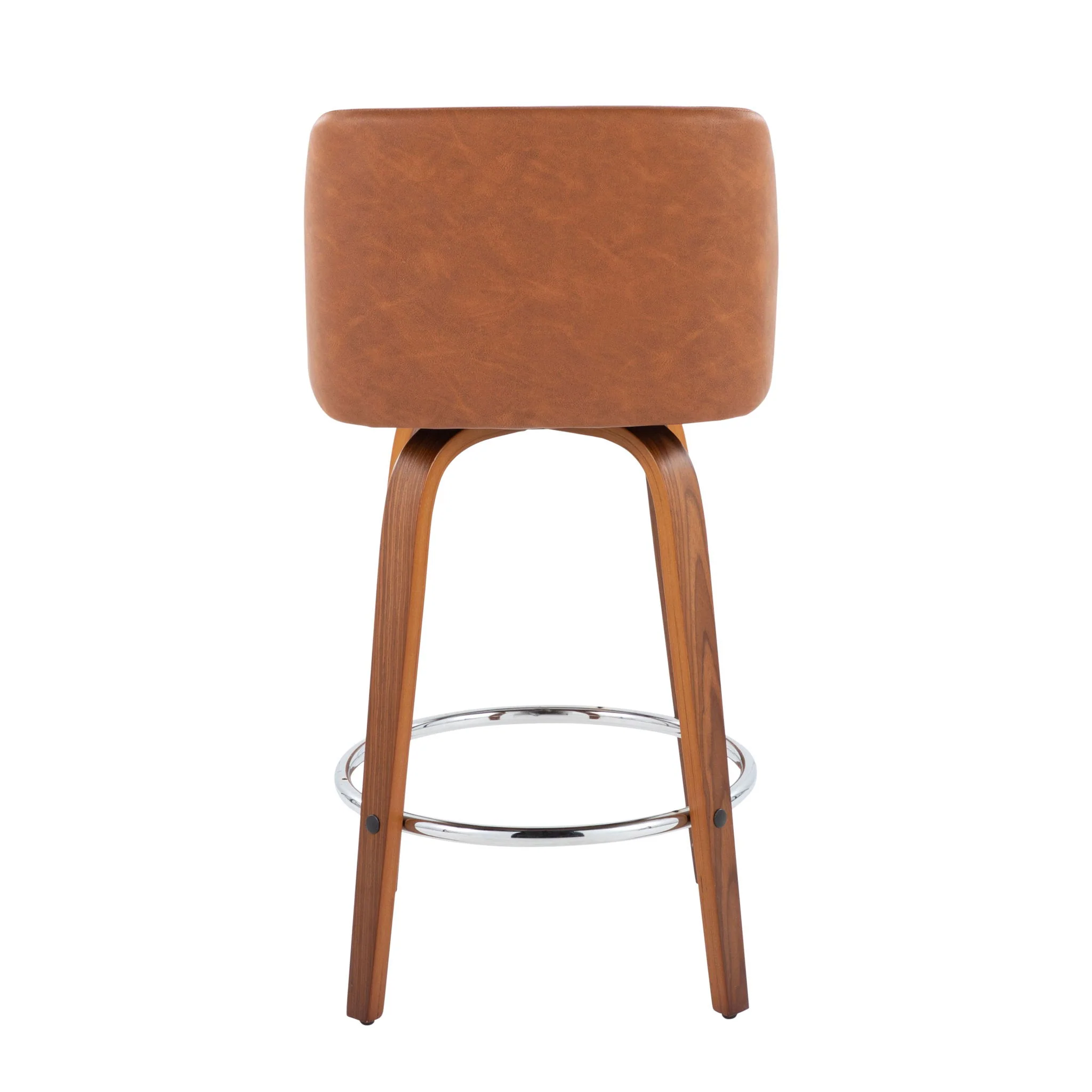 Toriano - Contemporary Fixed Height Counter Stool With Swivel & Round Footrest (Set of 2) - Walnut / Camel - Image 4