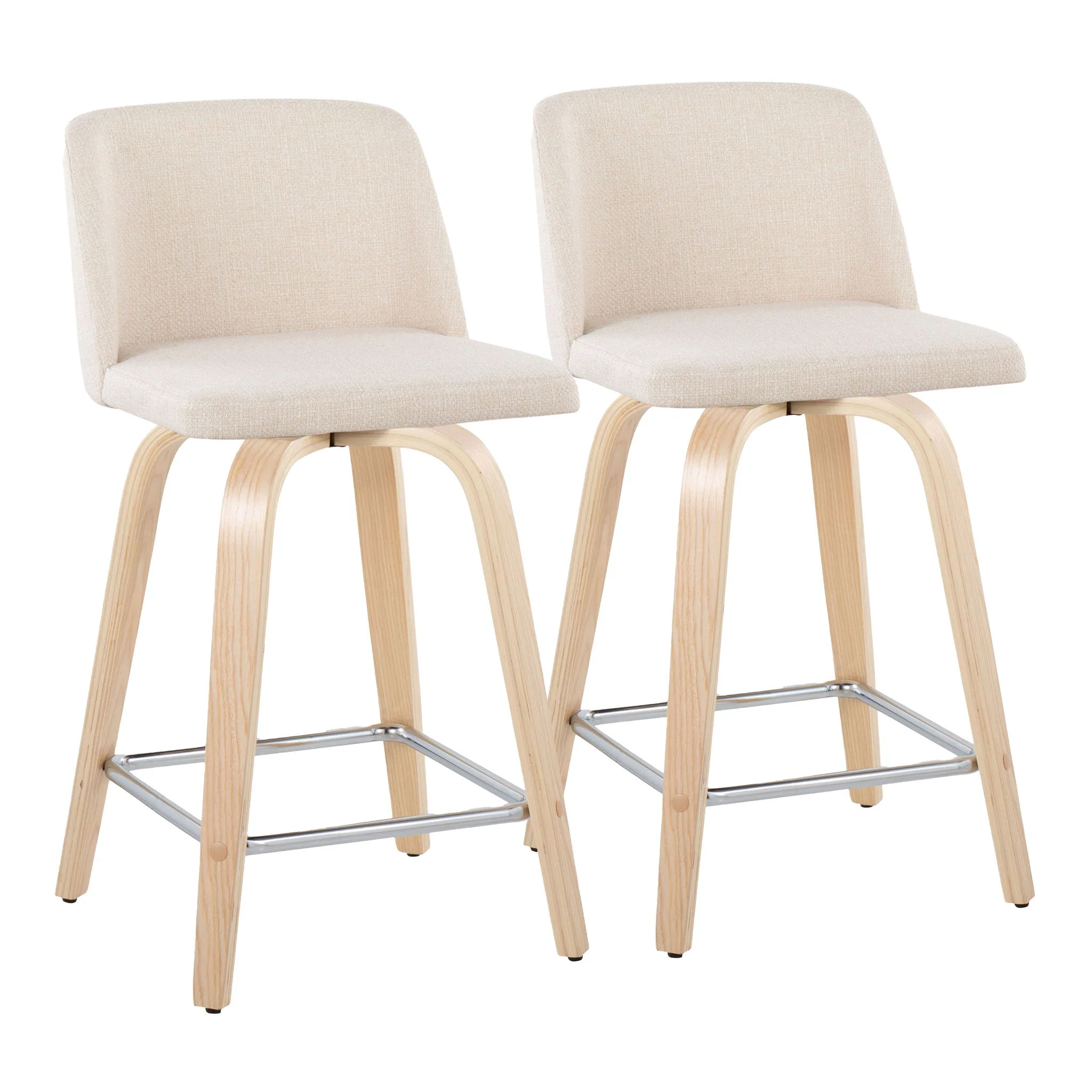 Toriano - Contemporary Fixed Height Counter Stool With Swivel With Square Footrest (Set of 2) - Image 2