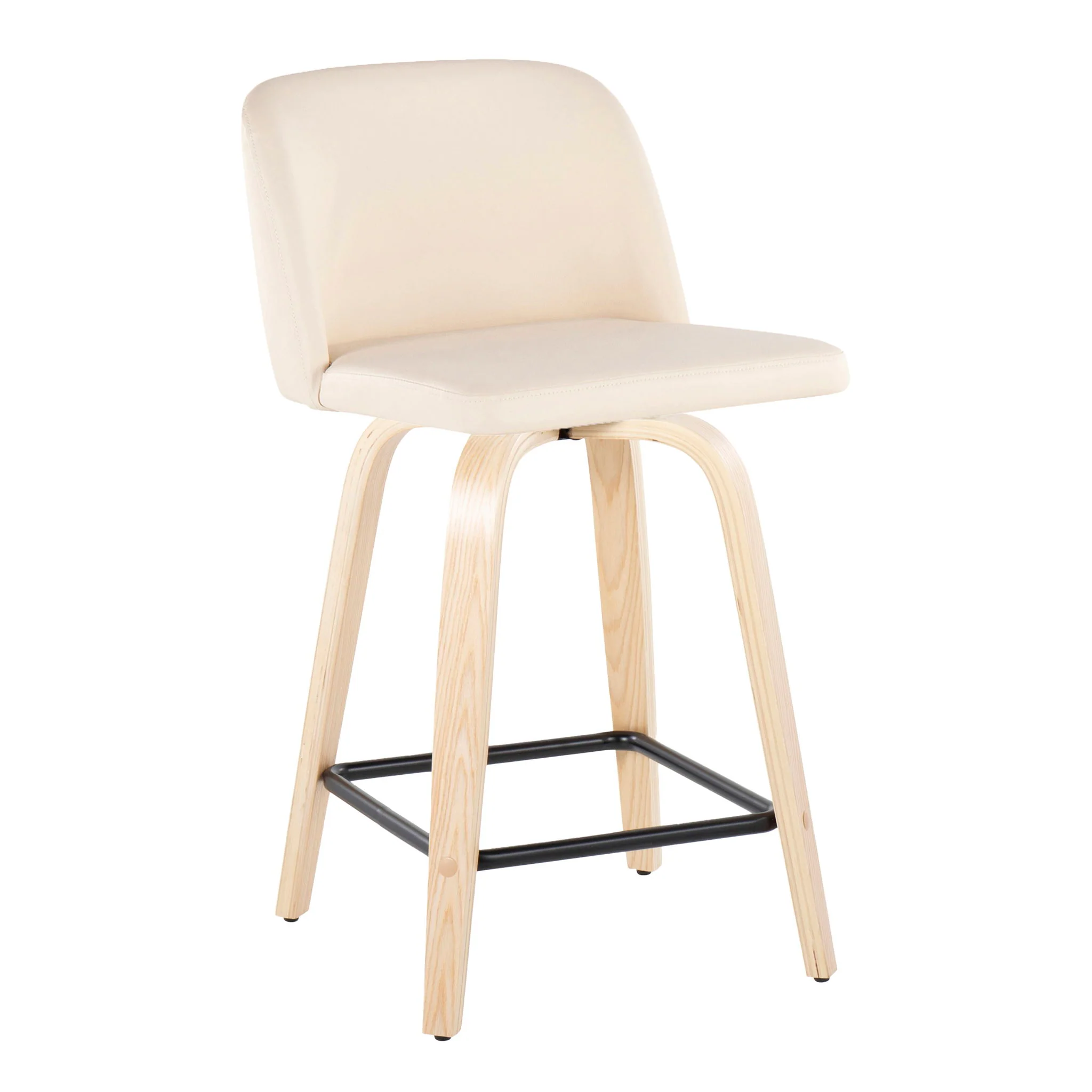 Toriano - Contemporary Modern Design Fixed Height Counter Stool With Swivel With Square Footrest (Set of 2) - Image 10