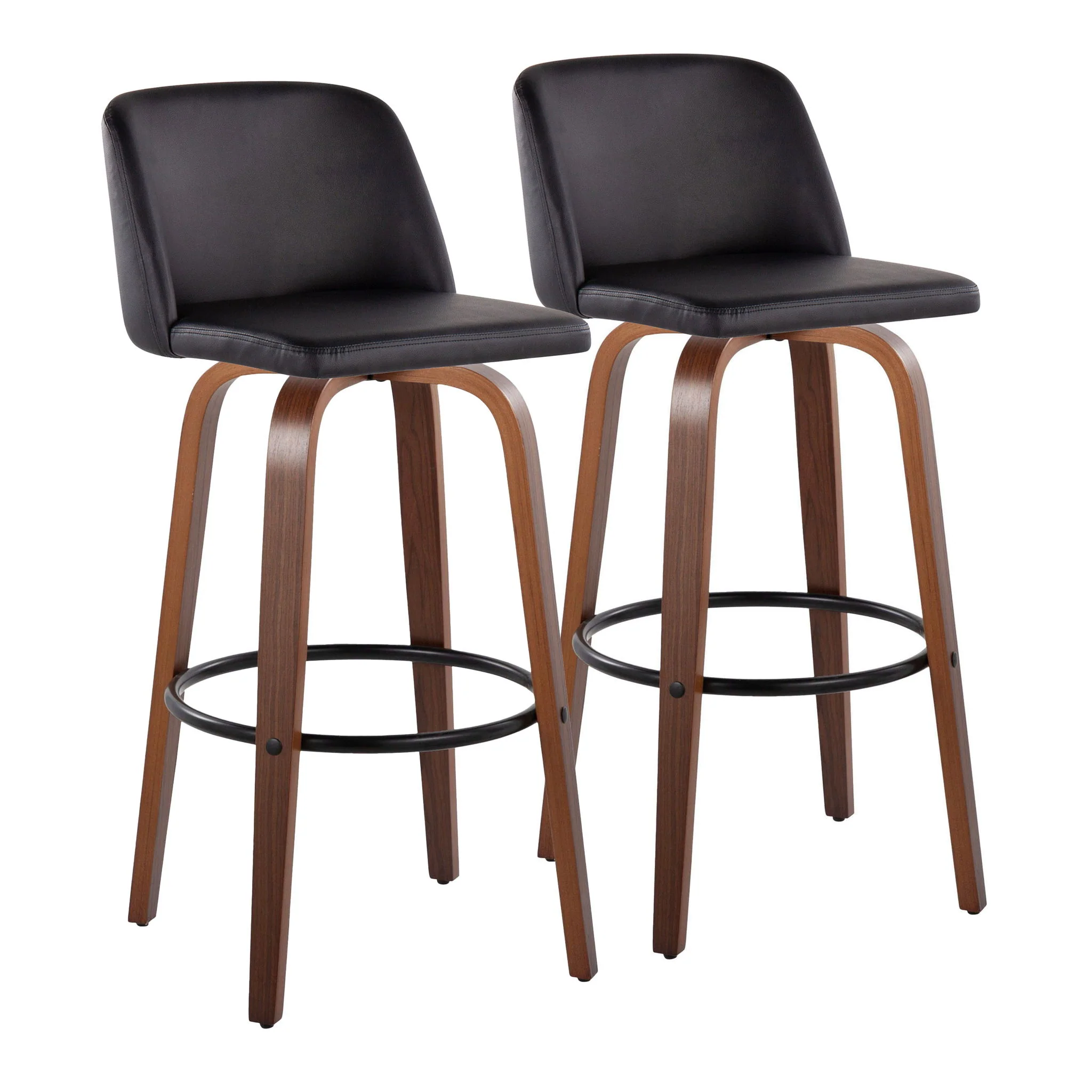 Toriano - Mid Century Modern Fixed Height Barstool Swivel And Round Footrest (Set of 2) - Image 3