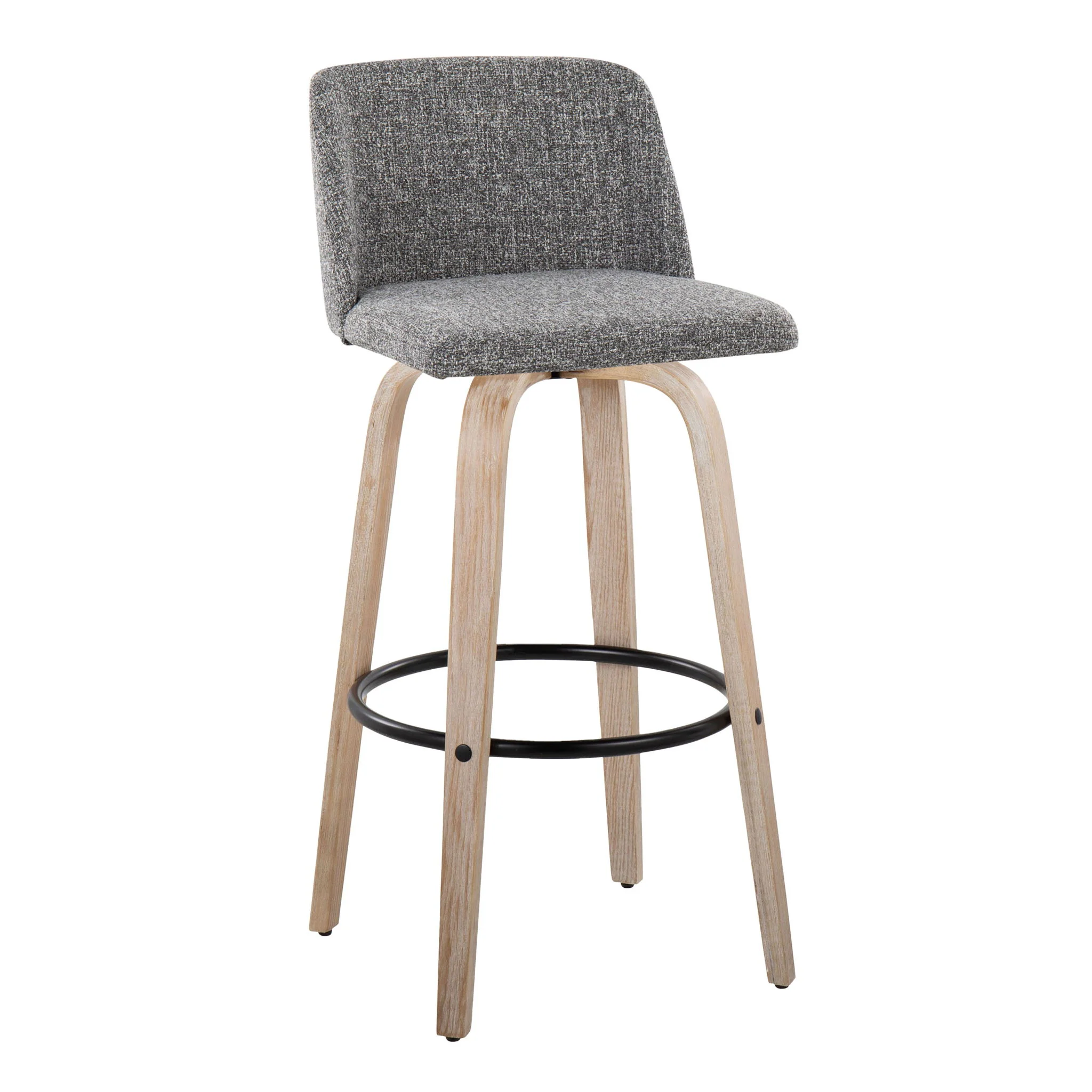 Toriano - Mid-Century Modern Fixed Height BarStool With Round Footrest (Set of 2) - Image 16