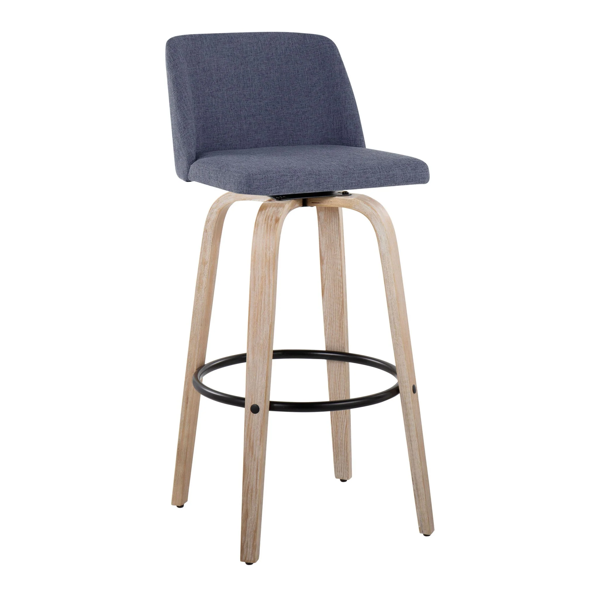 Toriano - Mid-Century Modern Fixed Height BarStool With Round Footrest (Set of 2) - Image 17
