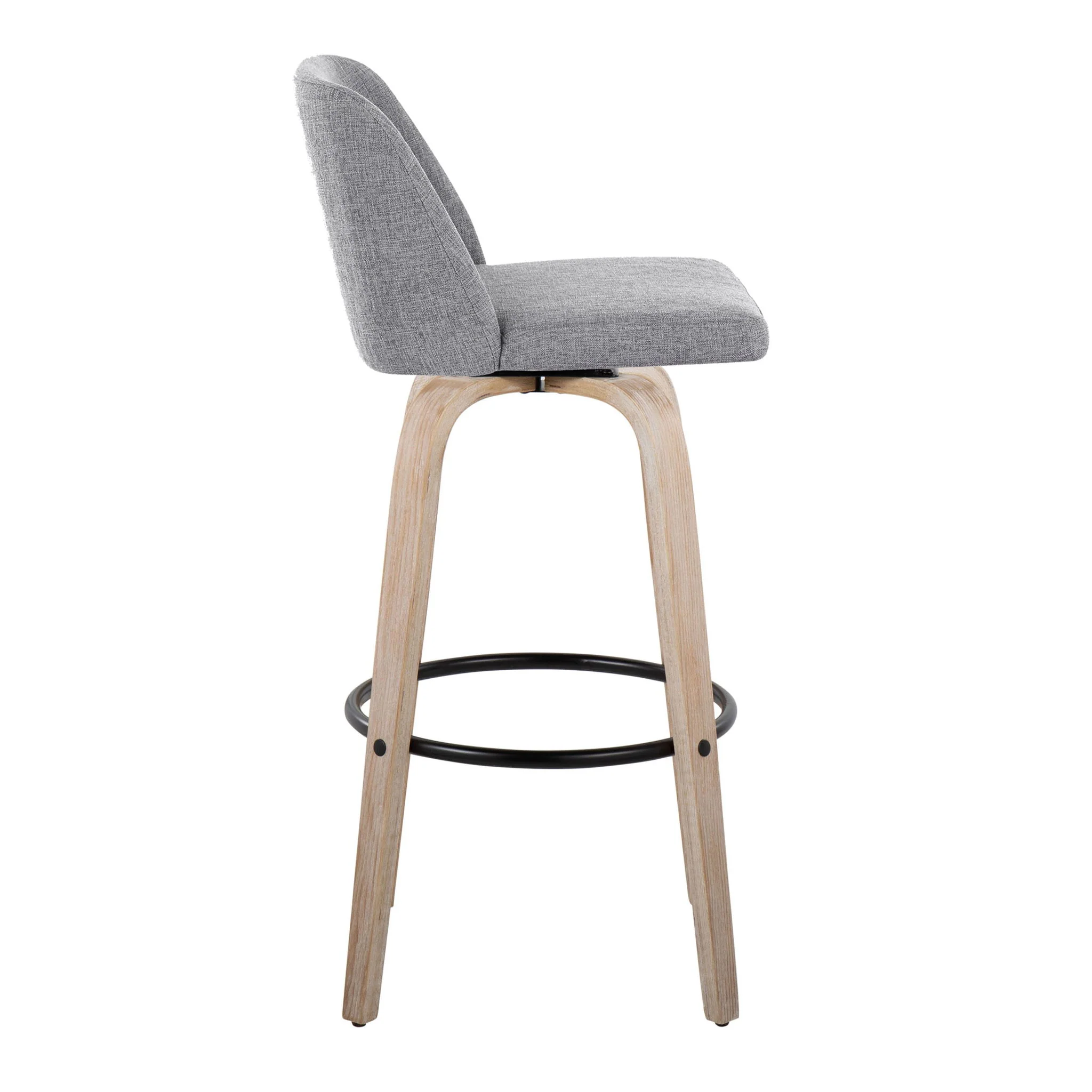 Toriano - Mid-Century Modern Fixed Height BarStool With Round Footrest (Set of 2) - Image 18