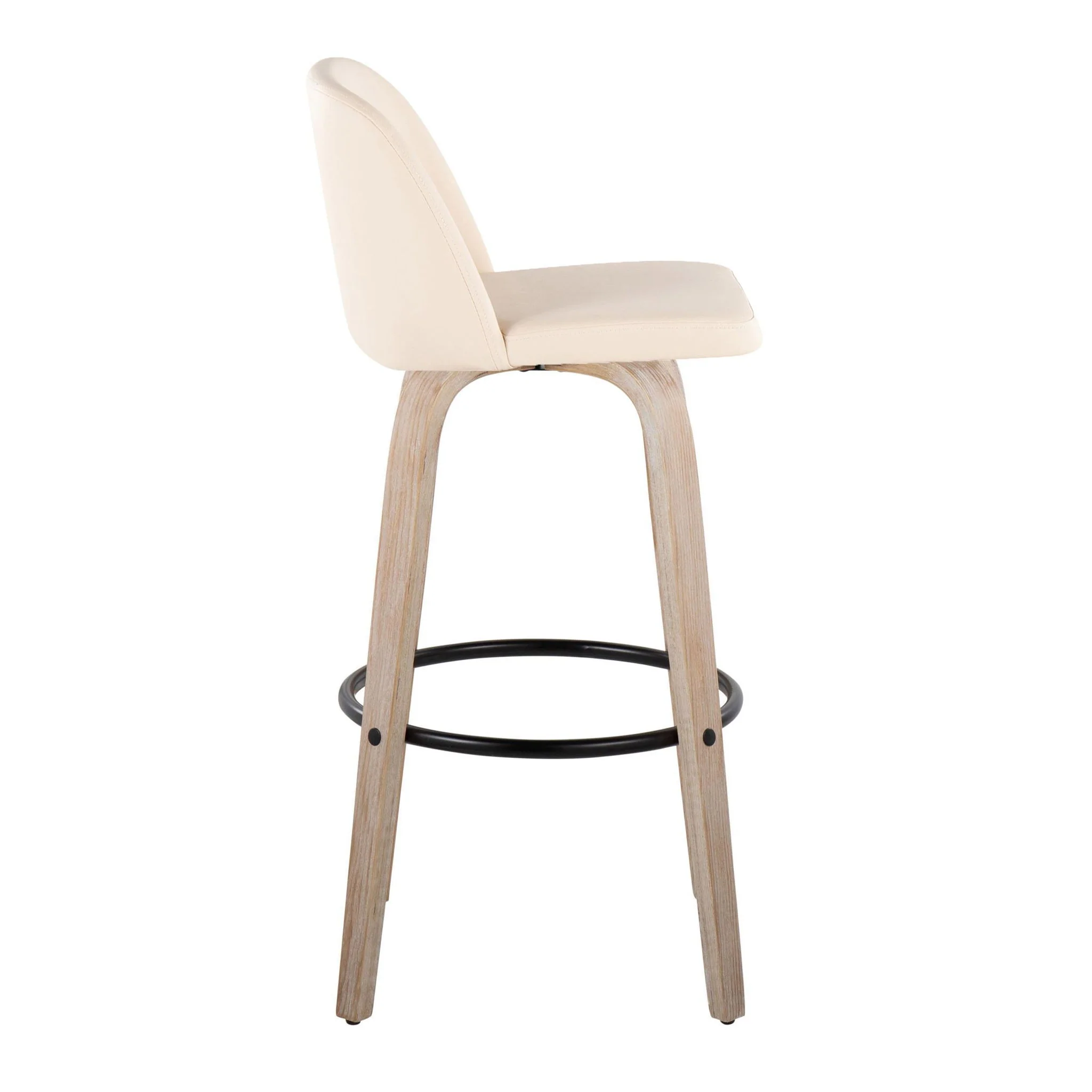 Toriano - Mid-Century Modern Fixed Height BarStool With Round Footrest (Set of 2) - Image 28
