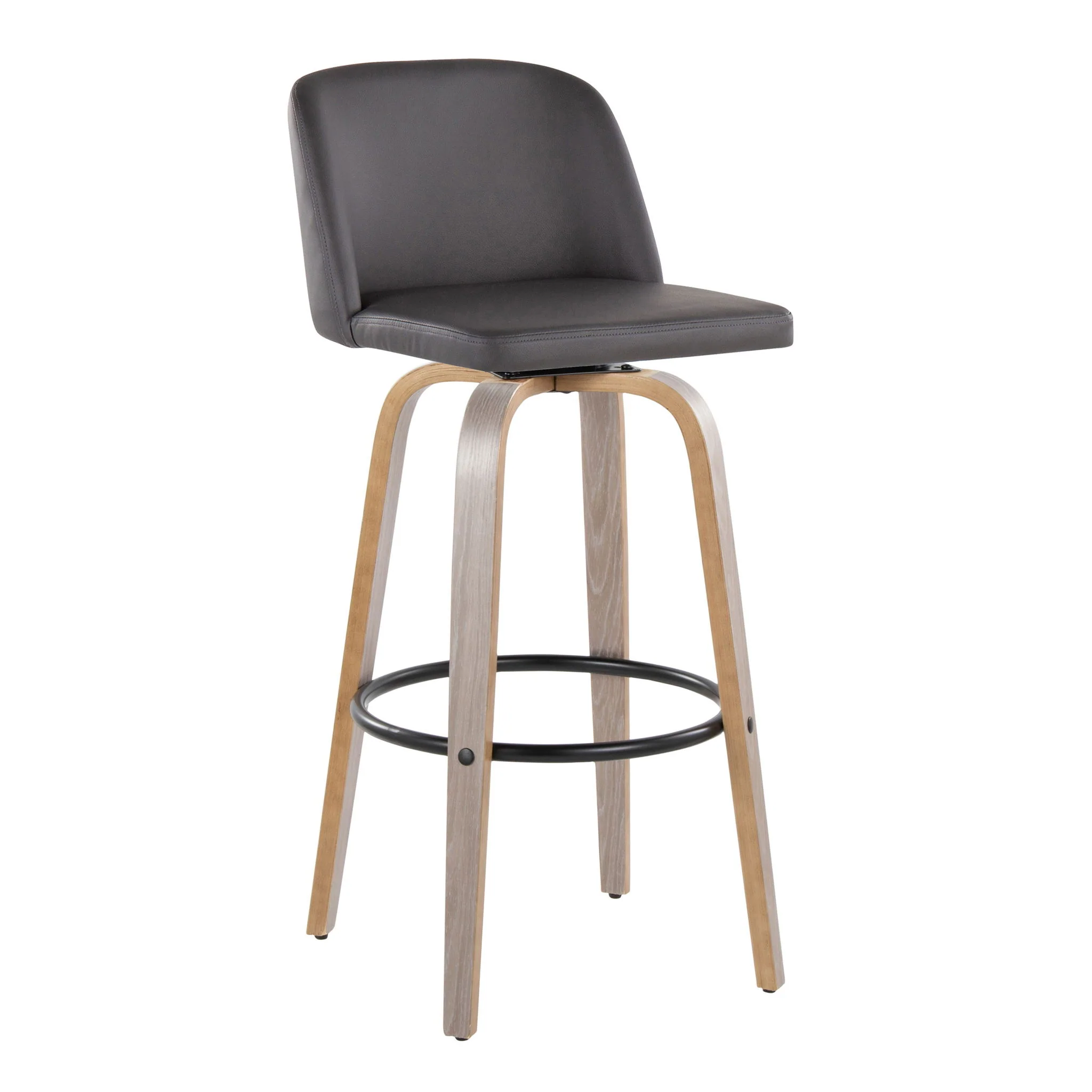 Toriano - Mid-Century Modern Fixed Height BarStool With Round Footrest (Set of 2) - Image 29