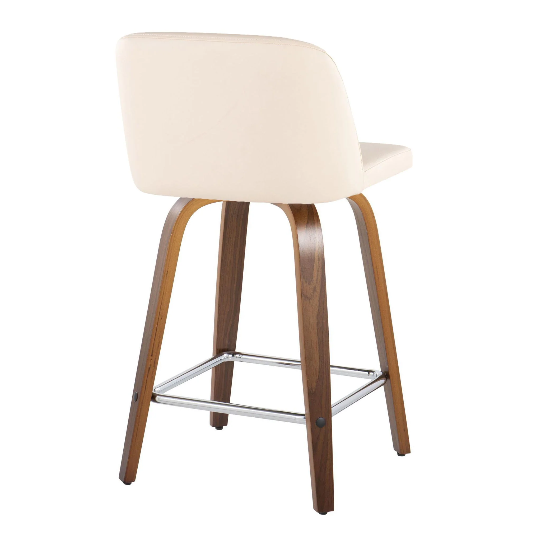 Toriano - Mid Century Modern Fixed Height Counter Stool With Swivel & Square Footrest (Set of 2) - Image 3