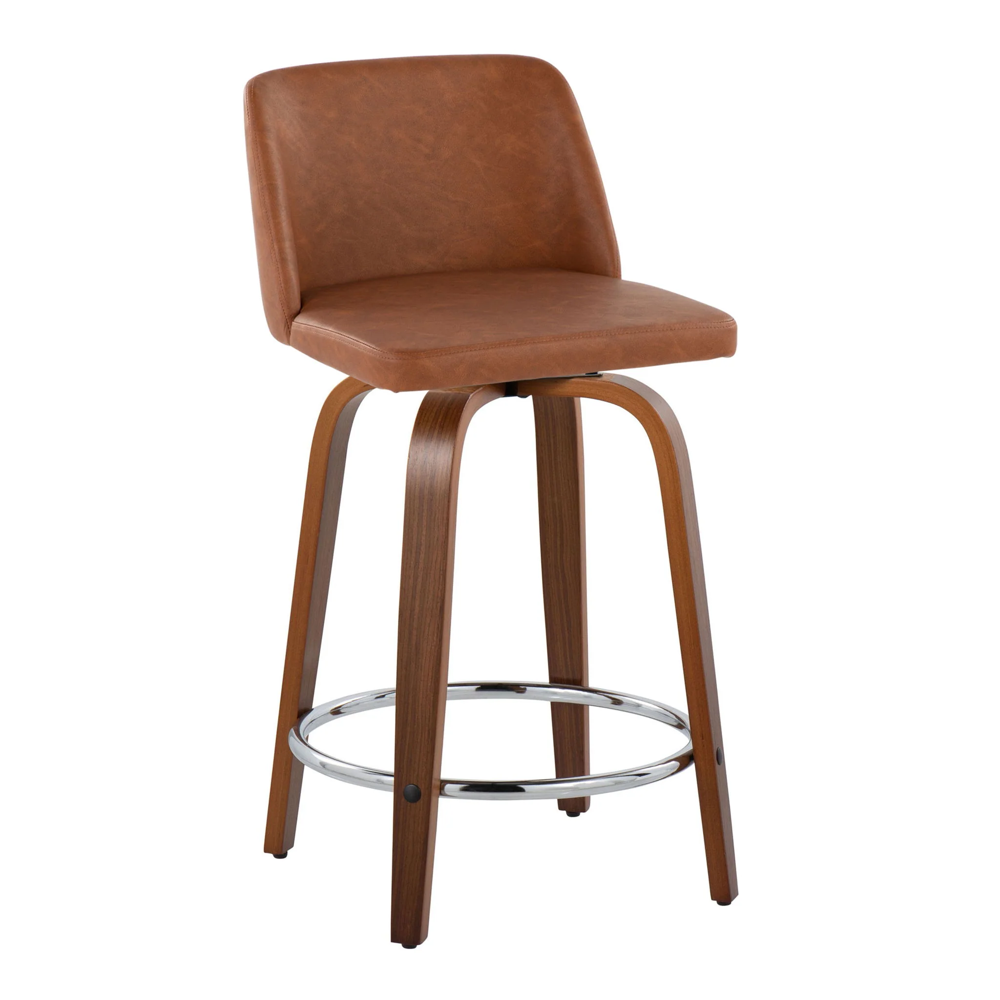 Toriano - Mid Century Modern Fixed Height Counter Stool With Swivel With Round Footrest (Set of 2) - Image 14