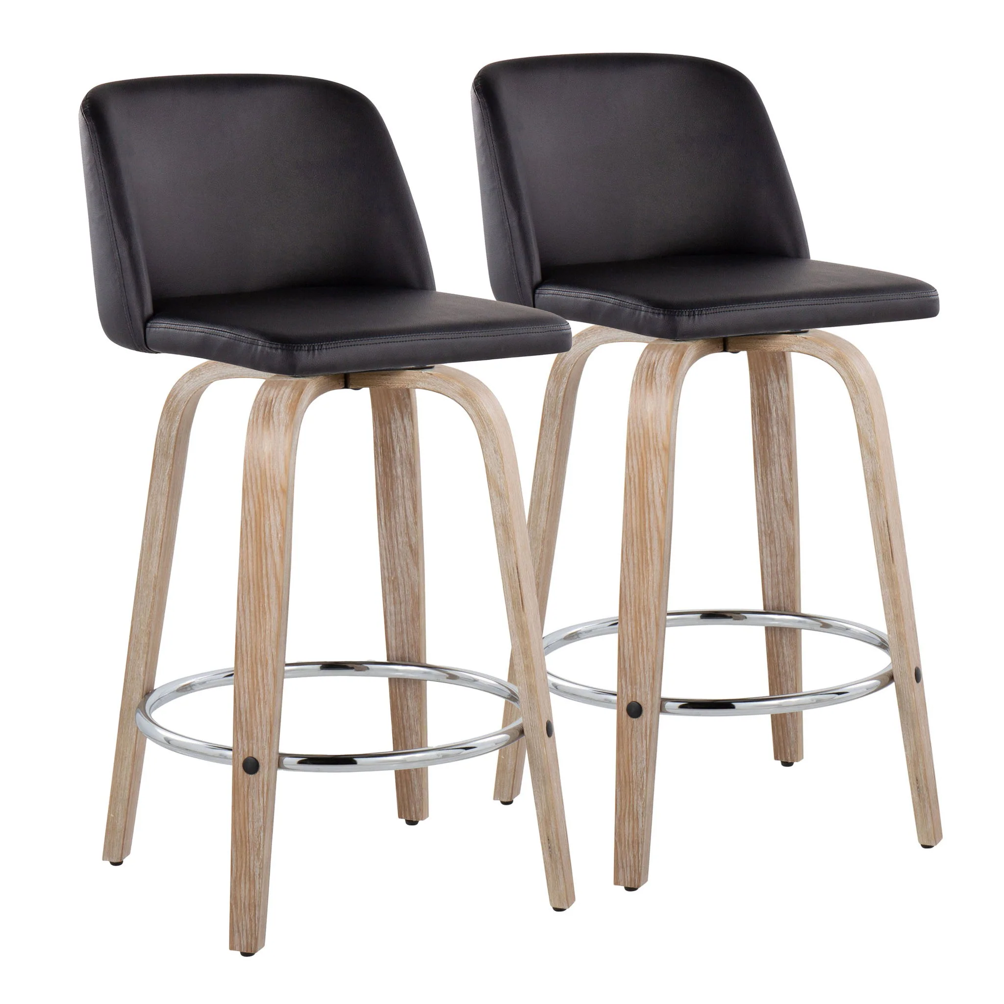 Toriano - Modern Design Fixed Height Counter Stool With Swivel With Round Footrest (Set of 2) - Image 3