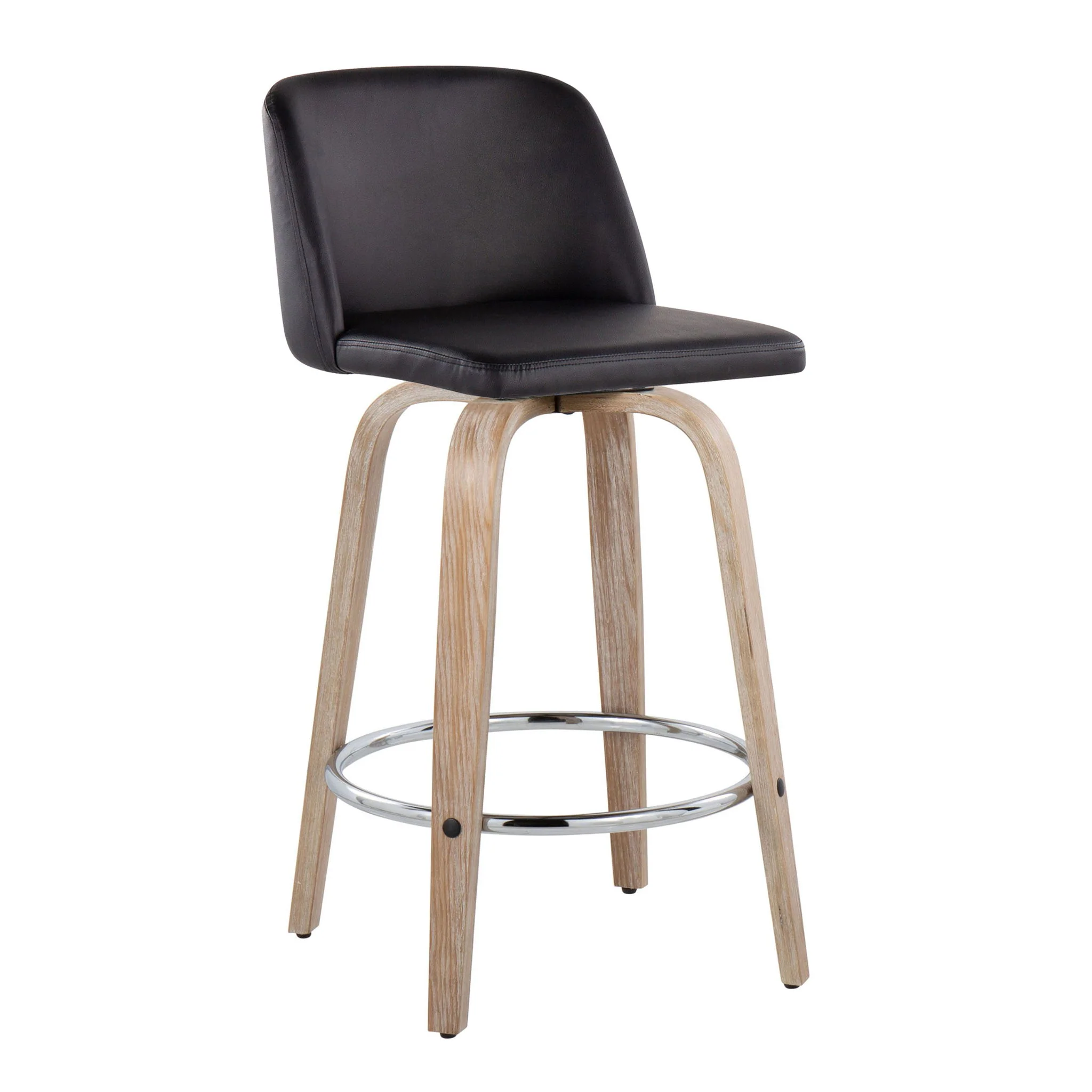 Toriano - Modern Design Fixed Height Counter Stool With Swivel With Round Footrest (Set of 2) - Image 8