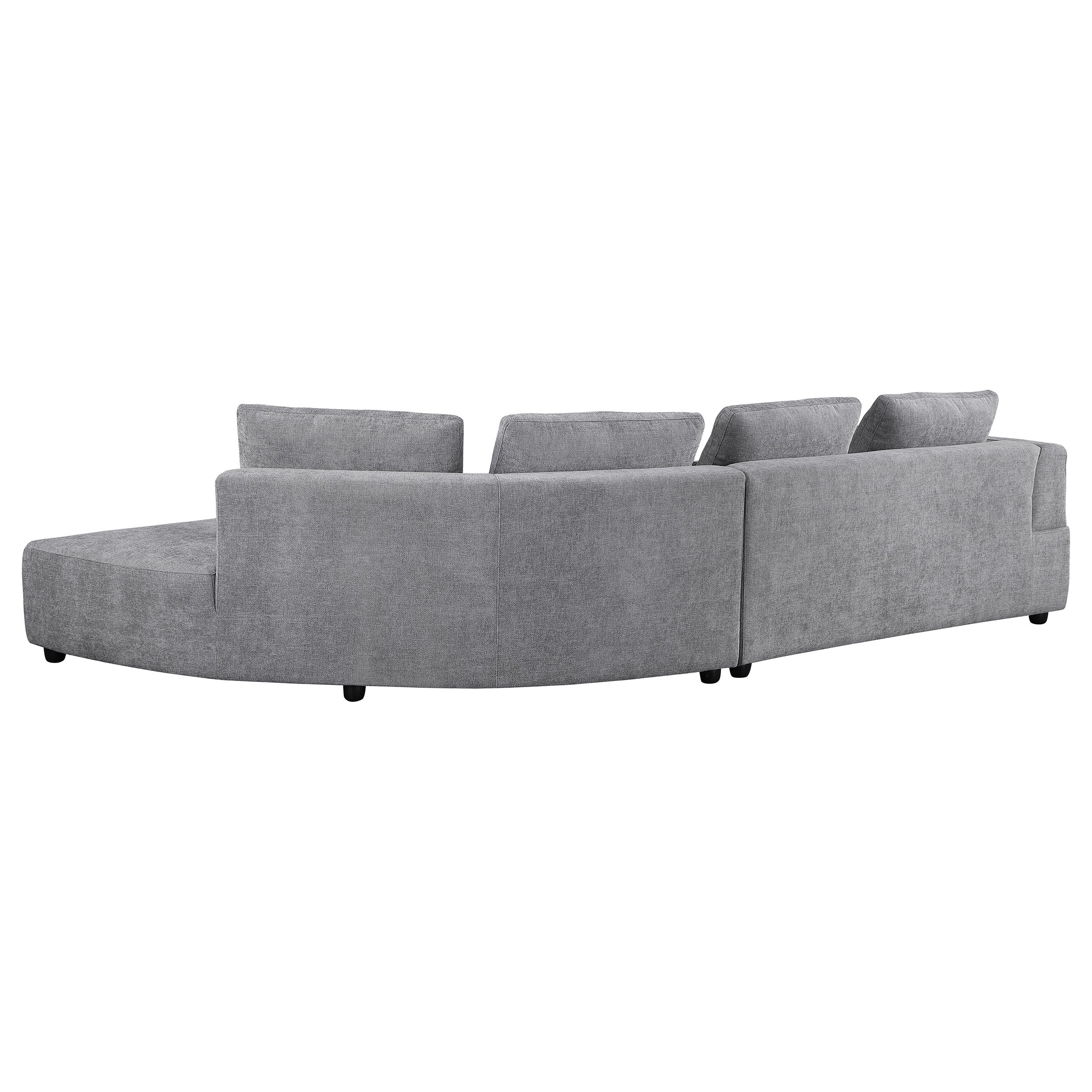 Toscano 134-Inch Upholstered Sectional Sofa in Grey - Image 3