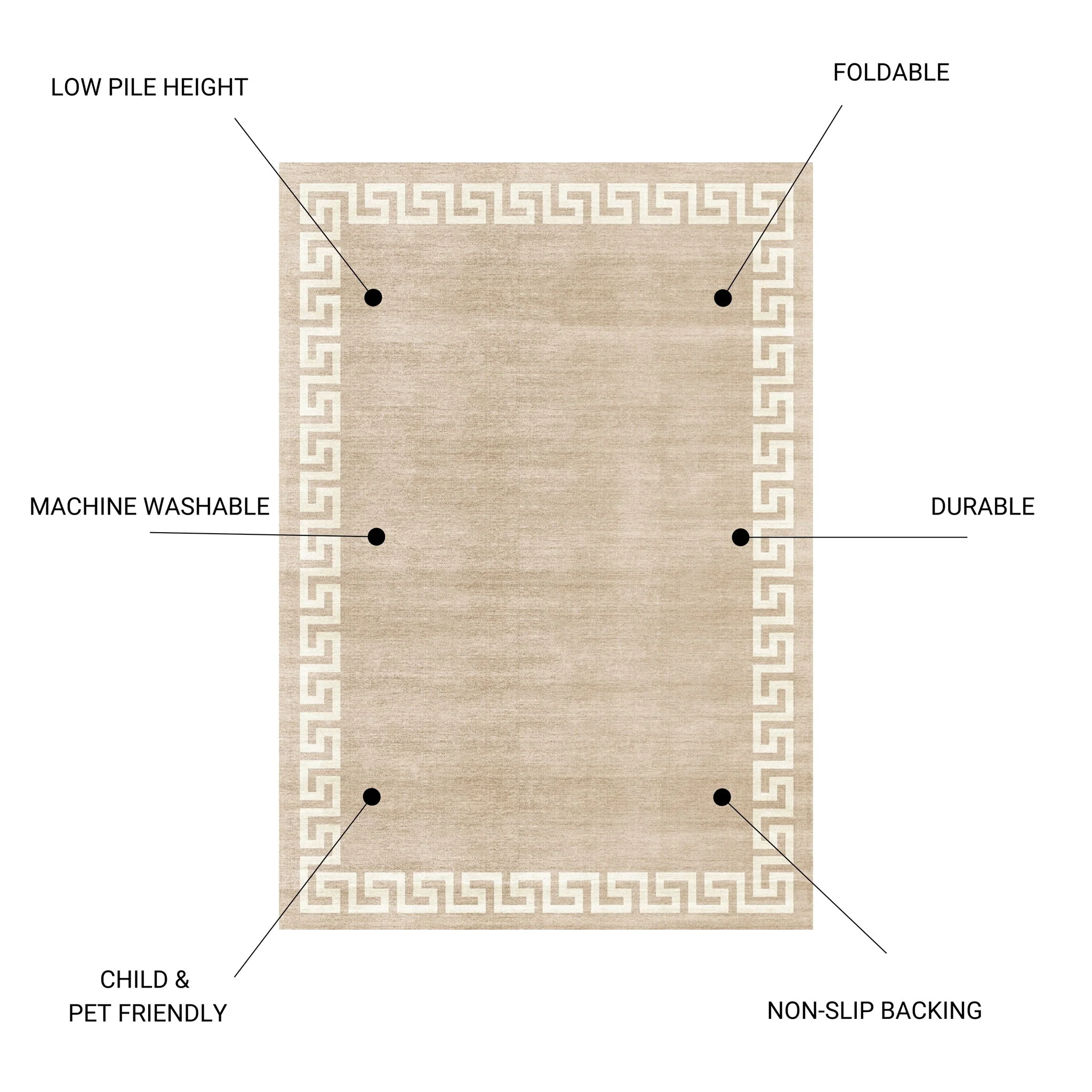 Toucan - 5' X 7' Washable Non - Slip Area Rug - Beige - Image 4
