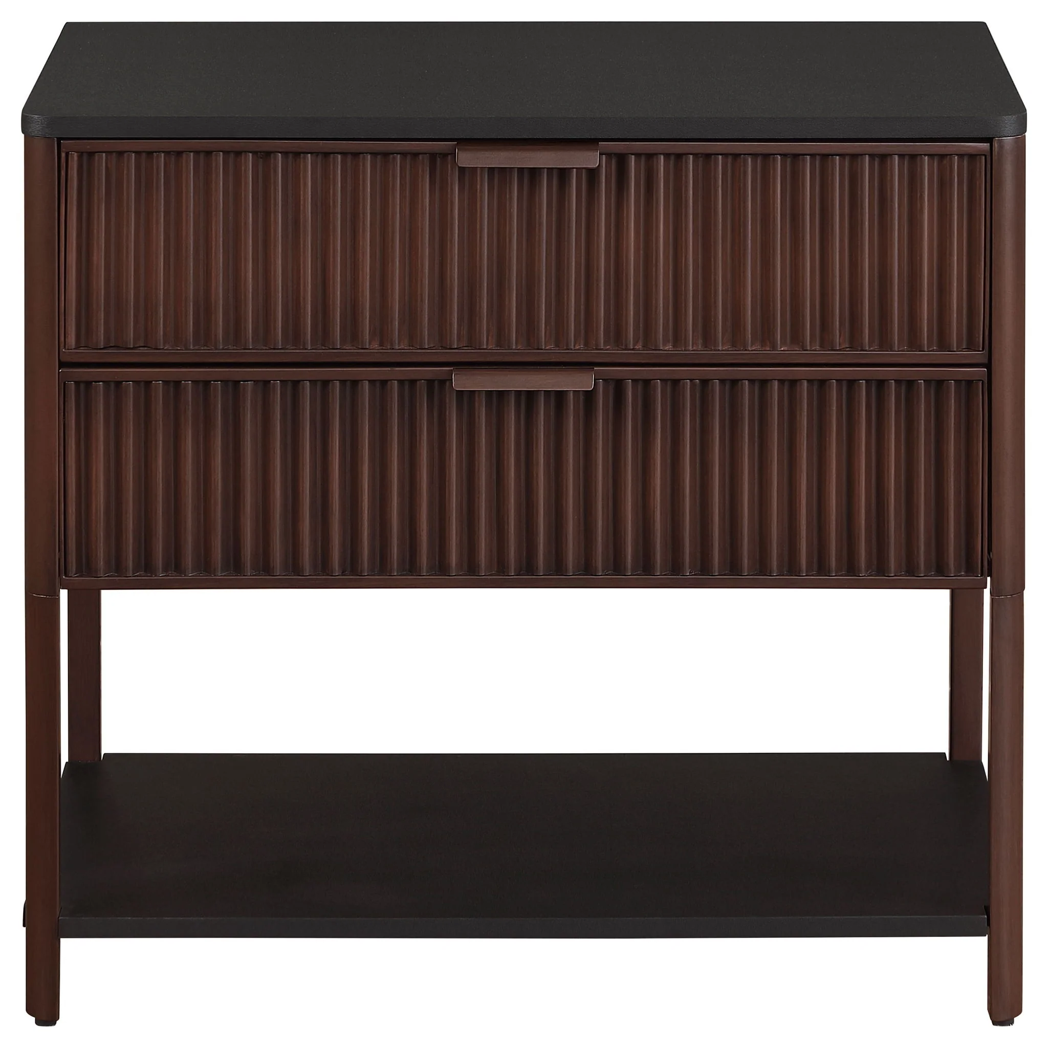 Tova - 2 Drawer Side Table With Shelf - Dark Brown - Image 3