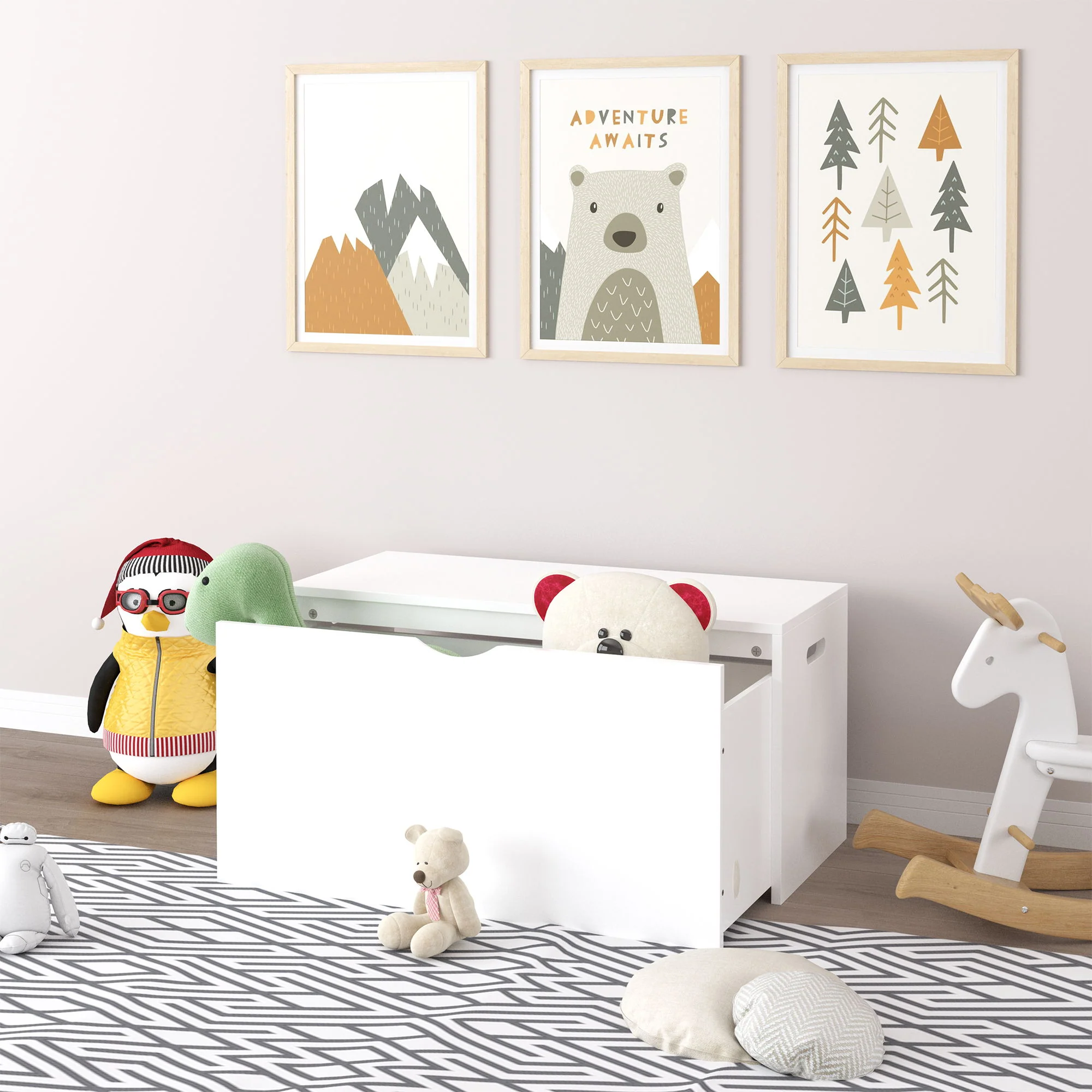 Toy Storage Organizer With Rolling Drawer, Chest With Wheels, Large Pull Out Bin For Nursery - White - Image 3