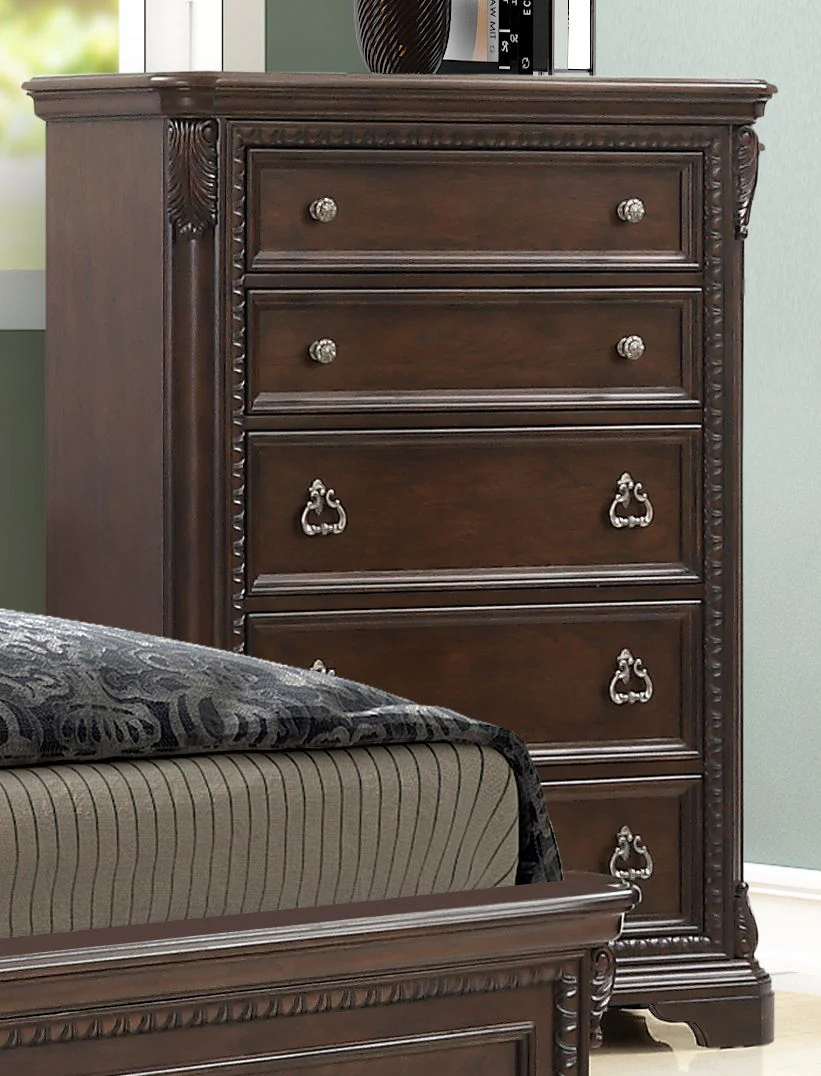 Traditional 5 Drawer Chest - Mahogany - Image 5