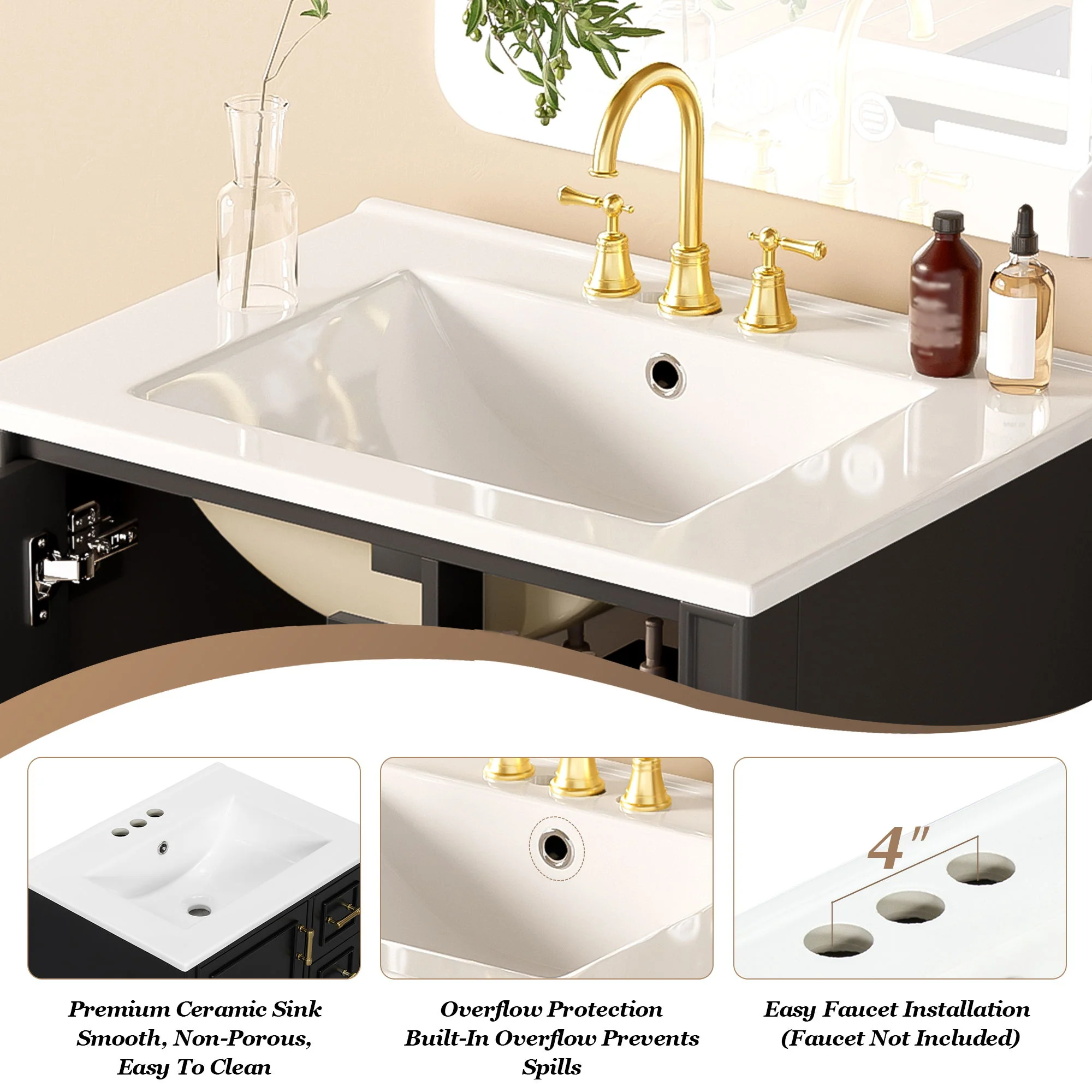 Traditional Bathroom Vanity Set With Soft Close Doors - Image 40