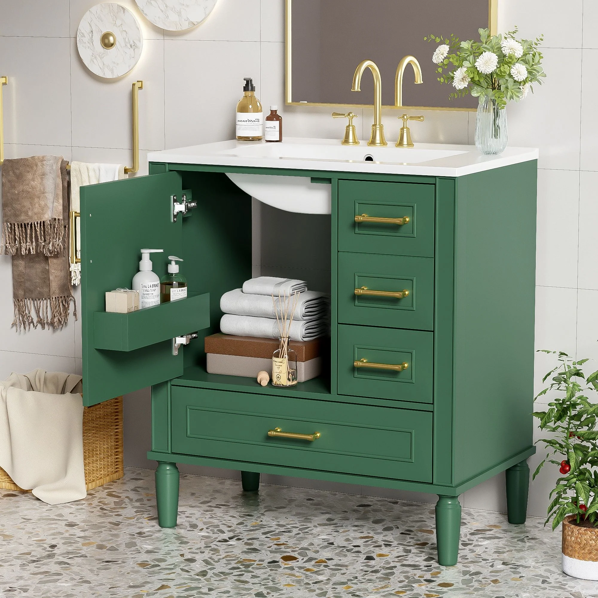 Traditional Bathroom Vanity Set With Soft Close Doors - Image 53