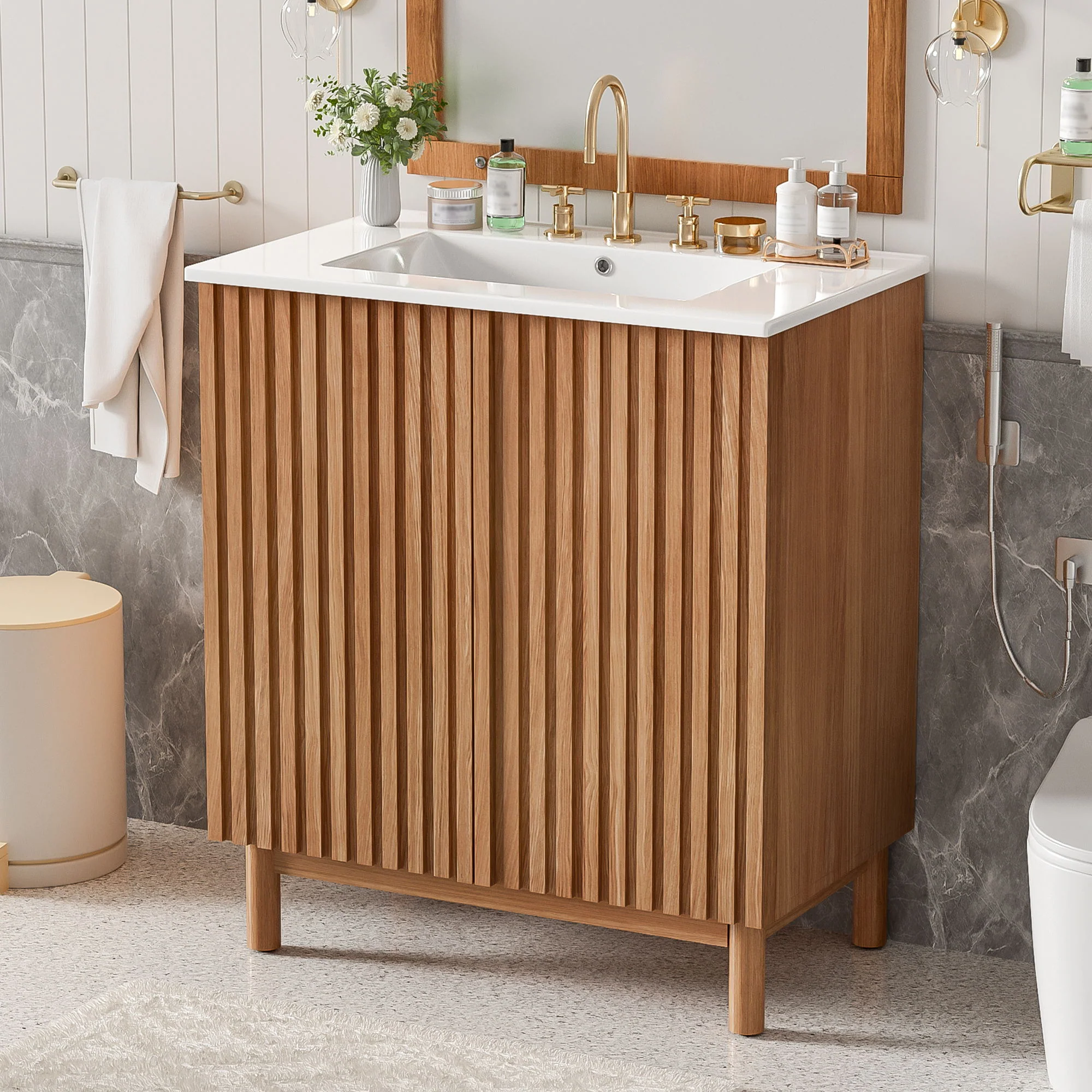 Traditional Bathroom Vanity With Ceramic Sink - Image 10
