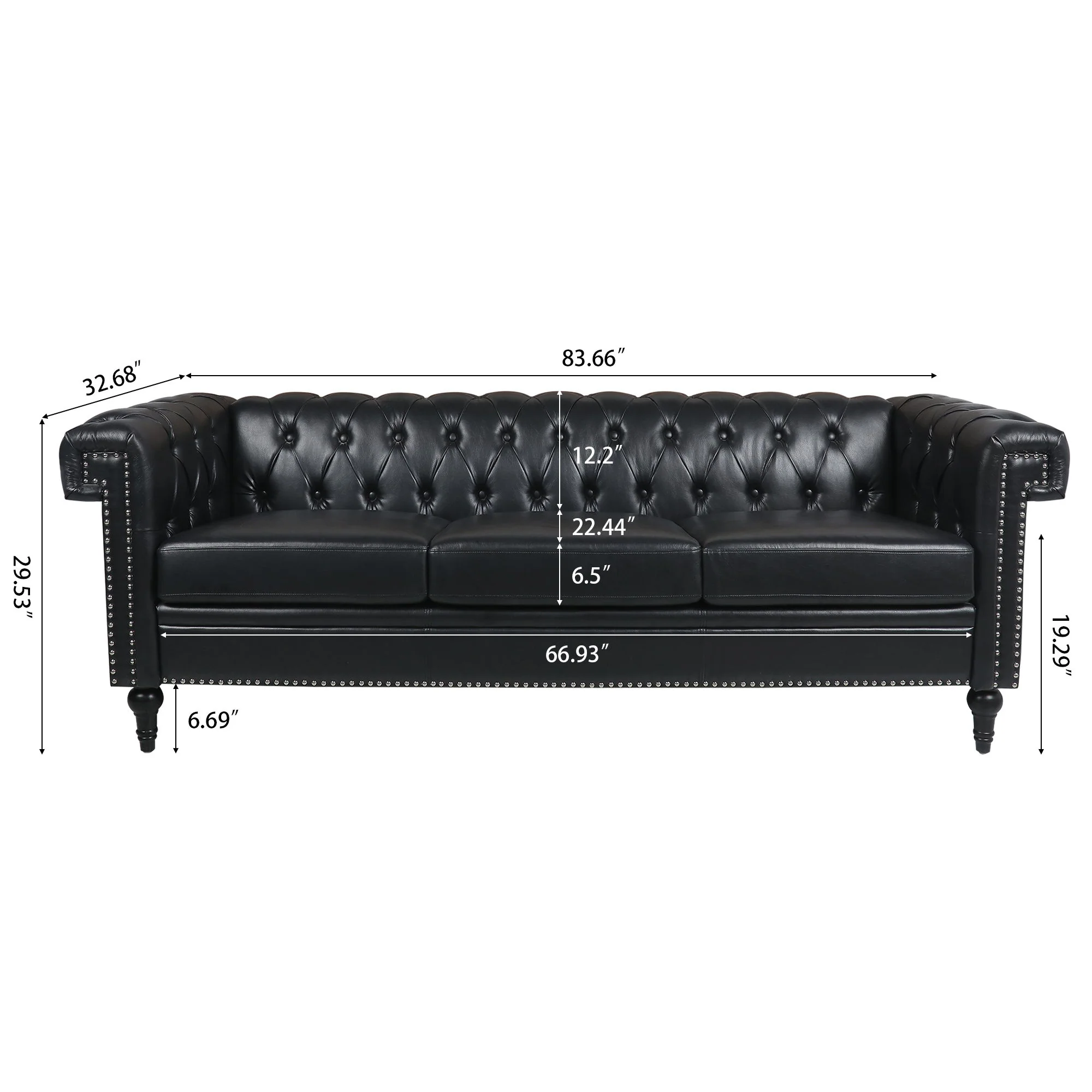 Traditional Square Arm Removable Cushion 3 Seater Sofa - Image 3