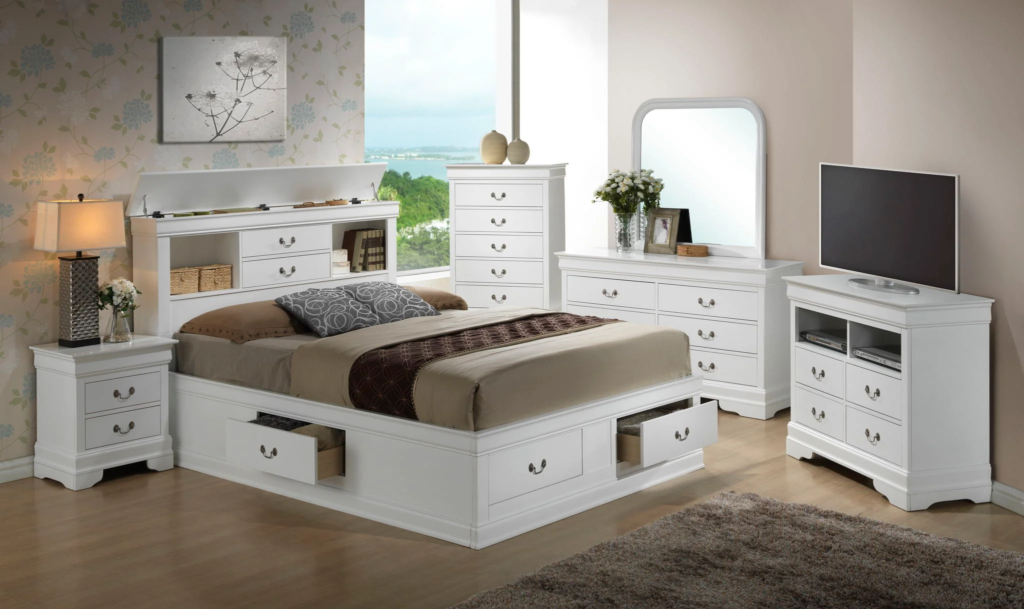 Traditional Style Bookcase Storage Bed - Image 13