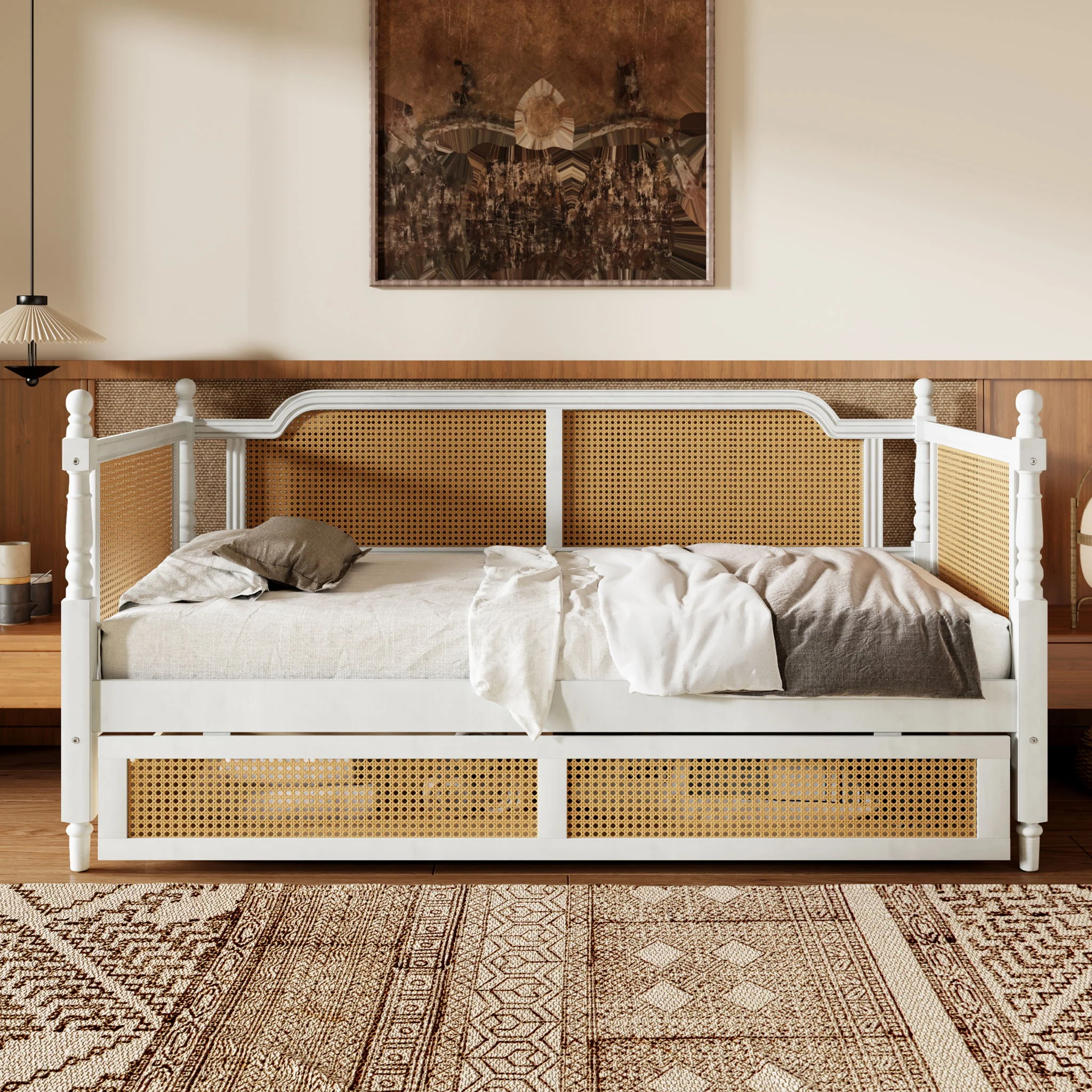 Traditional Style Rattan Daybed, No Box Spring Needed - Image 15