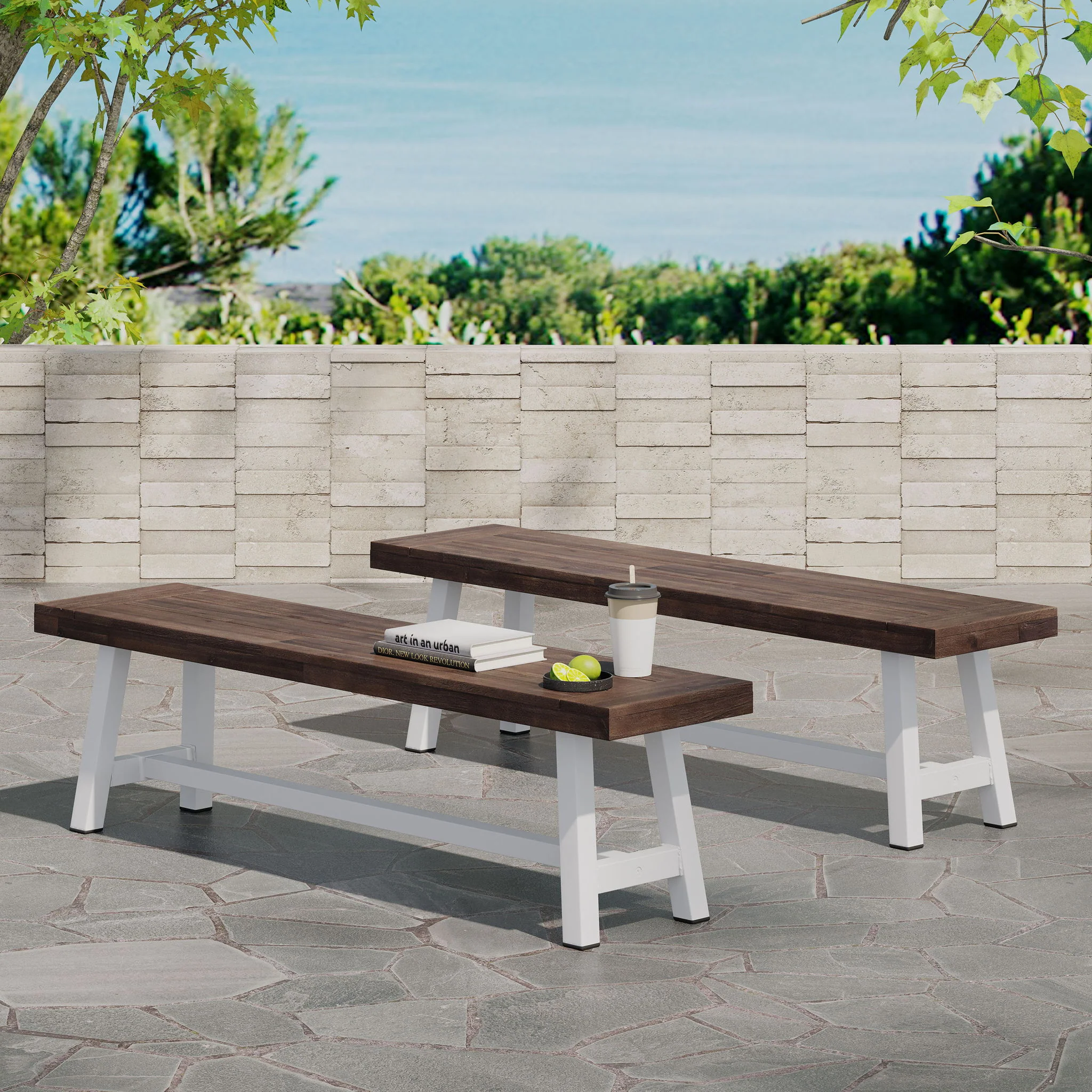 Tranquilizer - Outdoor Acacia Wood Bench With Slat Panel Design - Image 17