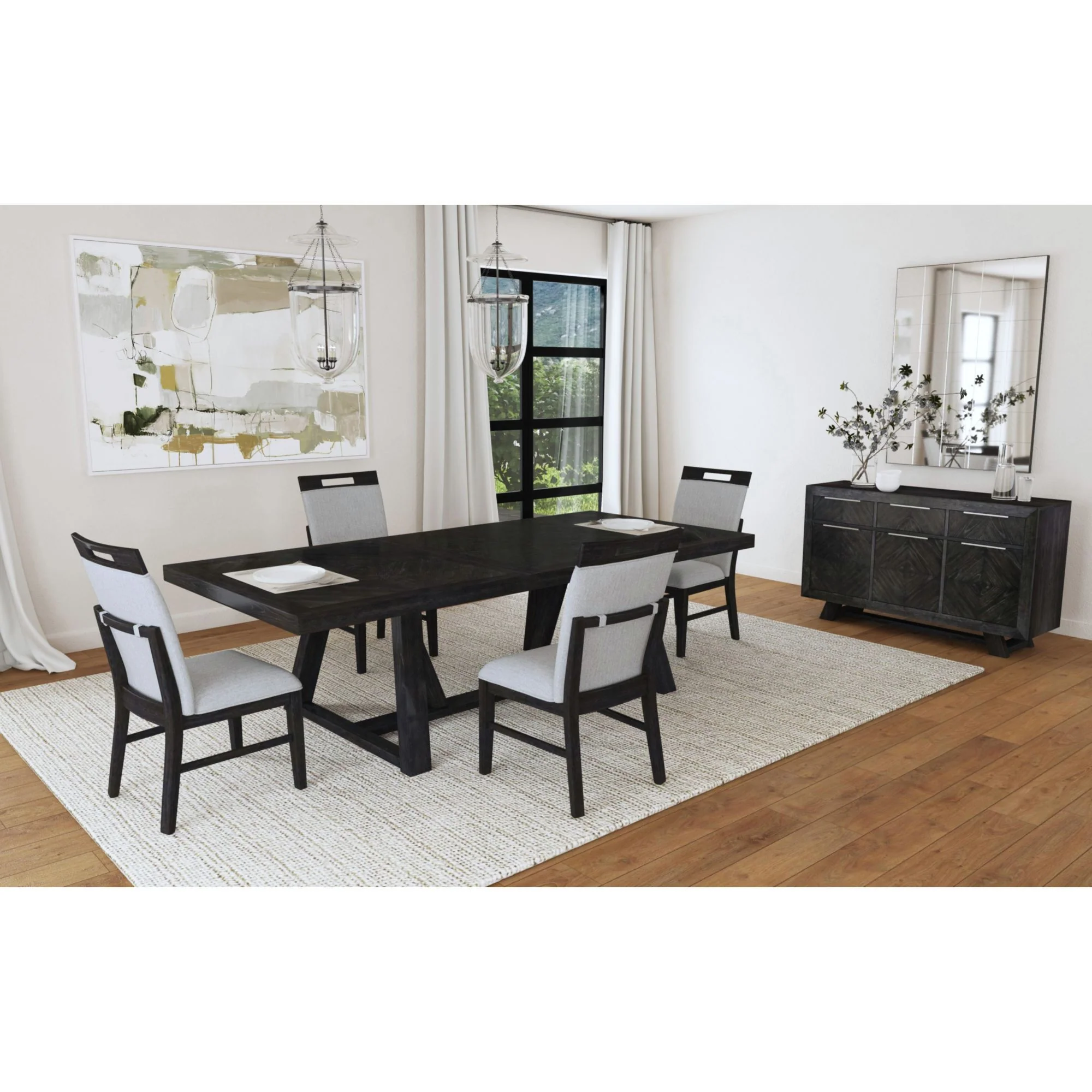 Transcend - Dining Side Chair With Fabric (Set of 2) - Charcoal And Light Gray - Image 4