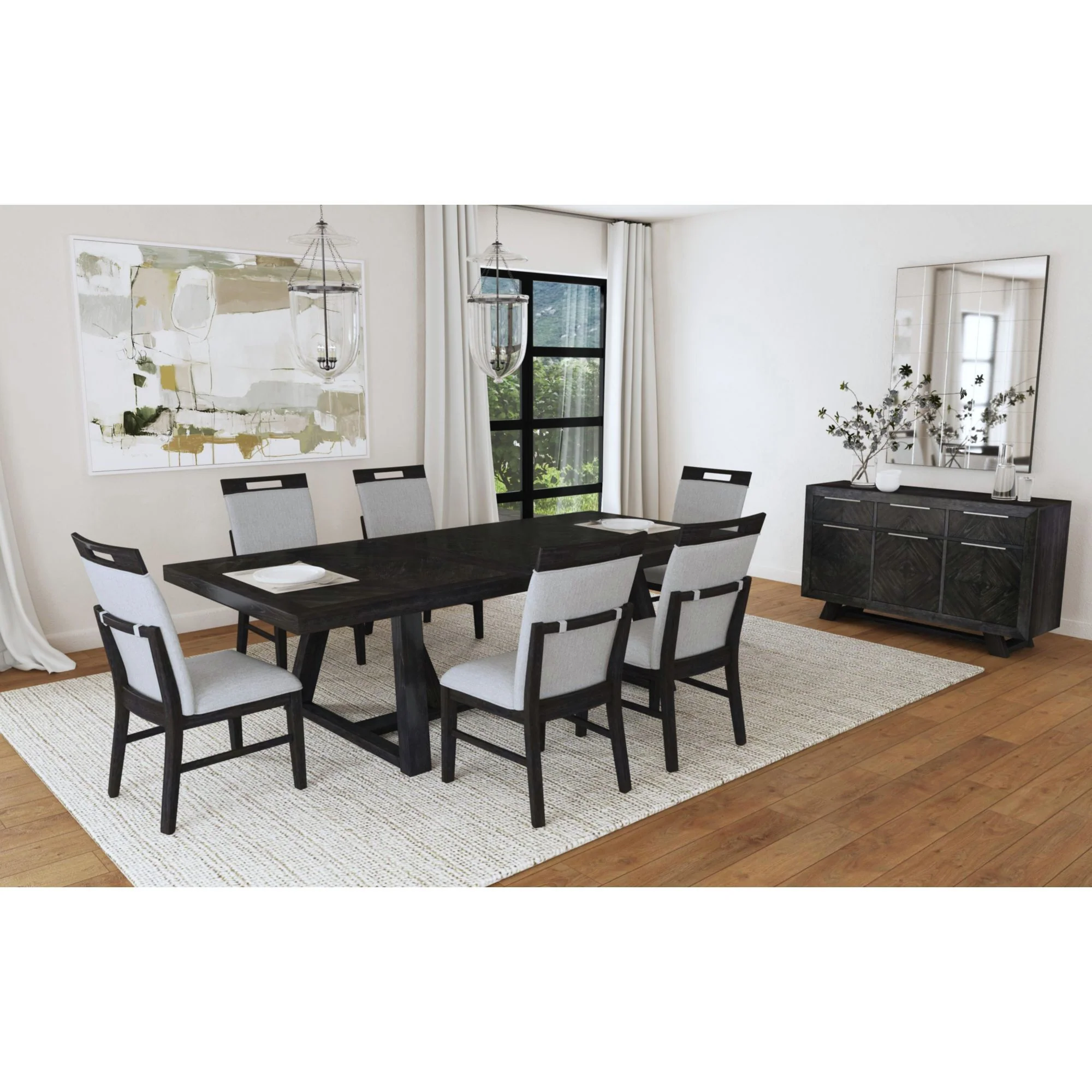 Transcend - Dining Side Chair With Fabric (Set of 2) - Charcoal And Light Gray - Image 5
