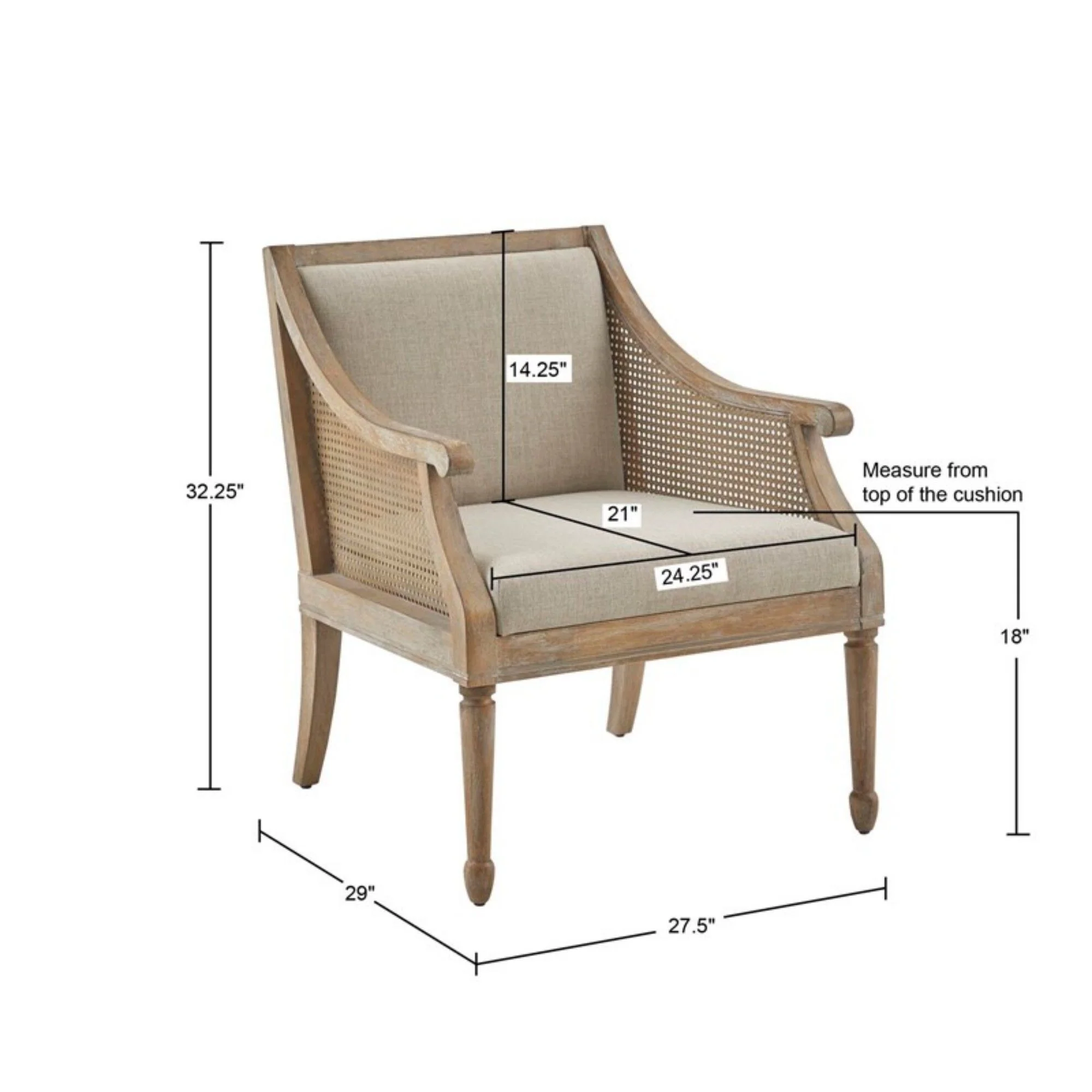 Transitional Cane Accent Armchair And Back Cushion - Natural - Image 5