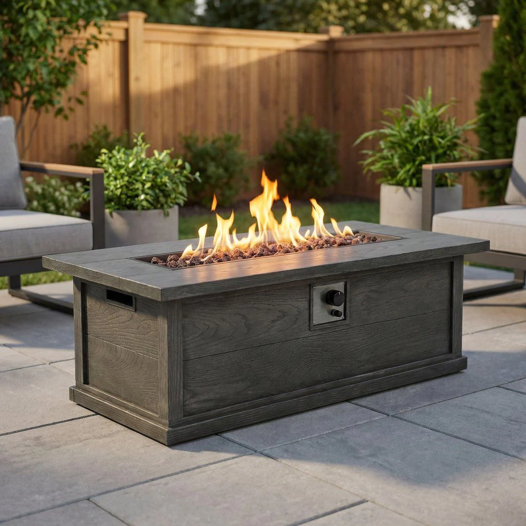 Transitional Rectangular Outdoor Propane Fire Pit Table 56x19in - Image 2