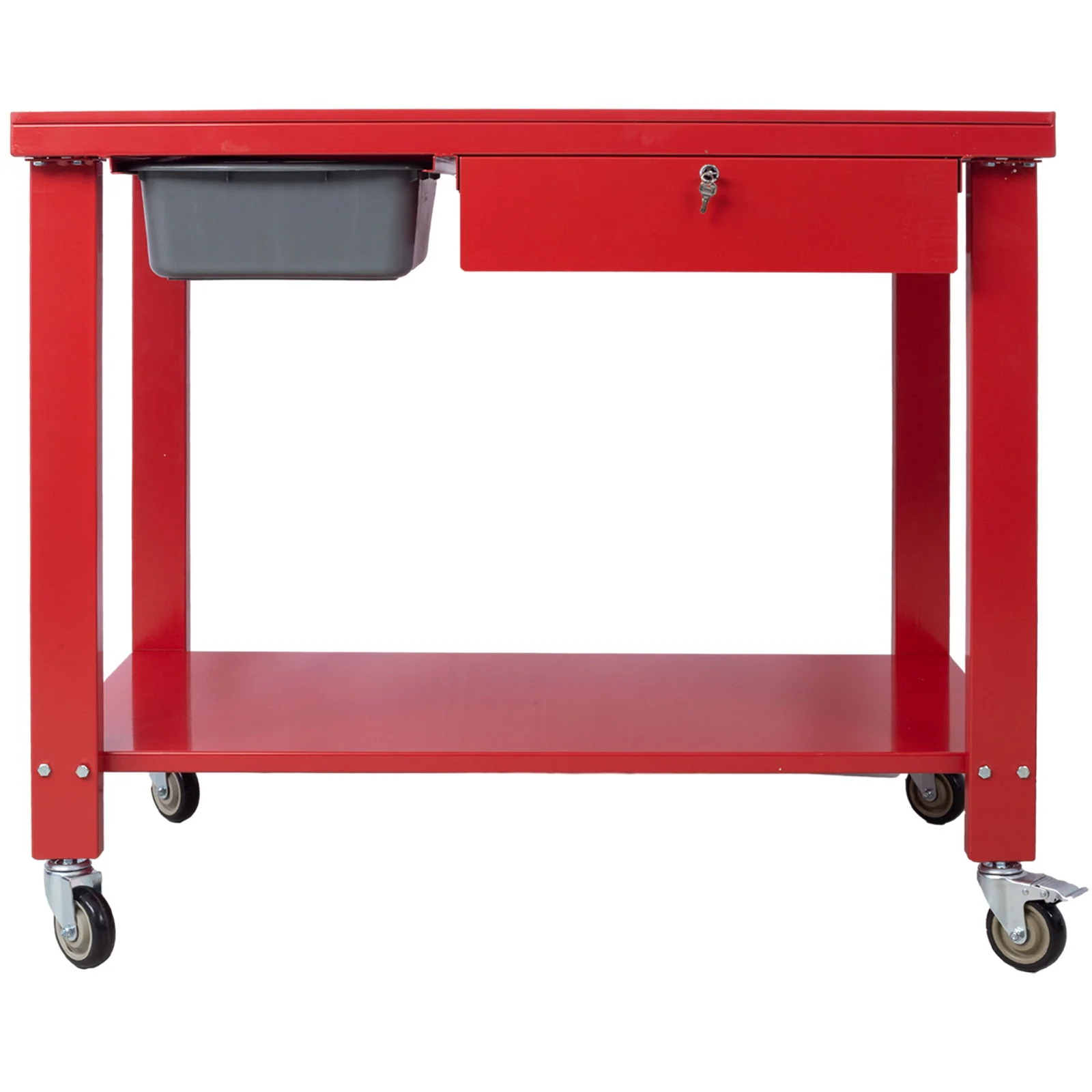 Transmission Teardown Work Station 1 / 2 Ton Capacity Sloping Drain Table Locking Drawer Removable Drain Basin Full-Width Lower Shelf Four 4" Caster Wheels - Image 6