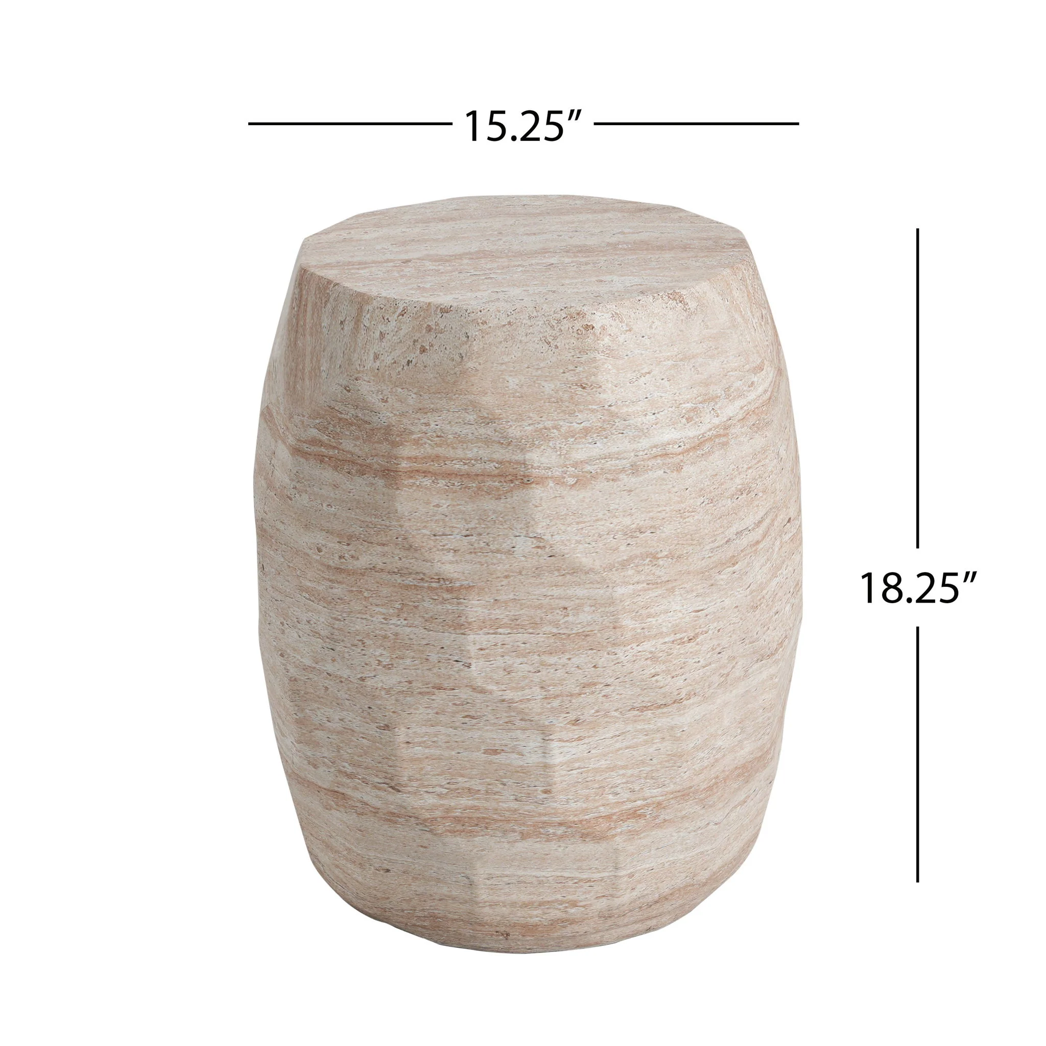 Travertine Lightweight Concrete Side Table For Indoor / Outdoor Use - Beige - Image 8