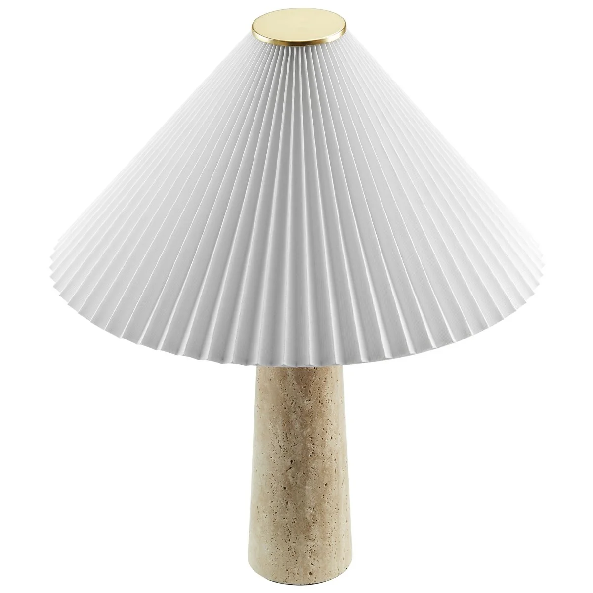 Travertine Stone Table Lamp with Pleated Fabric Shade – Natural - Image 9