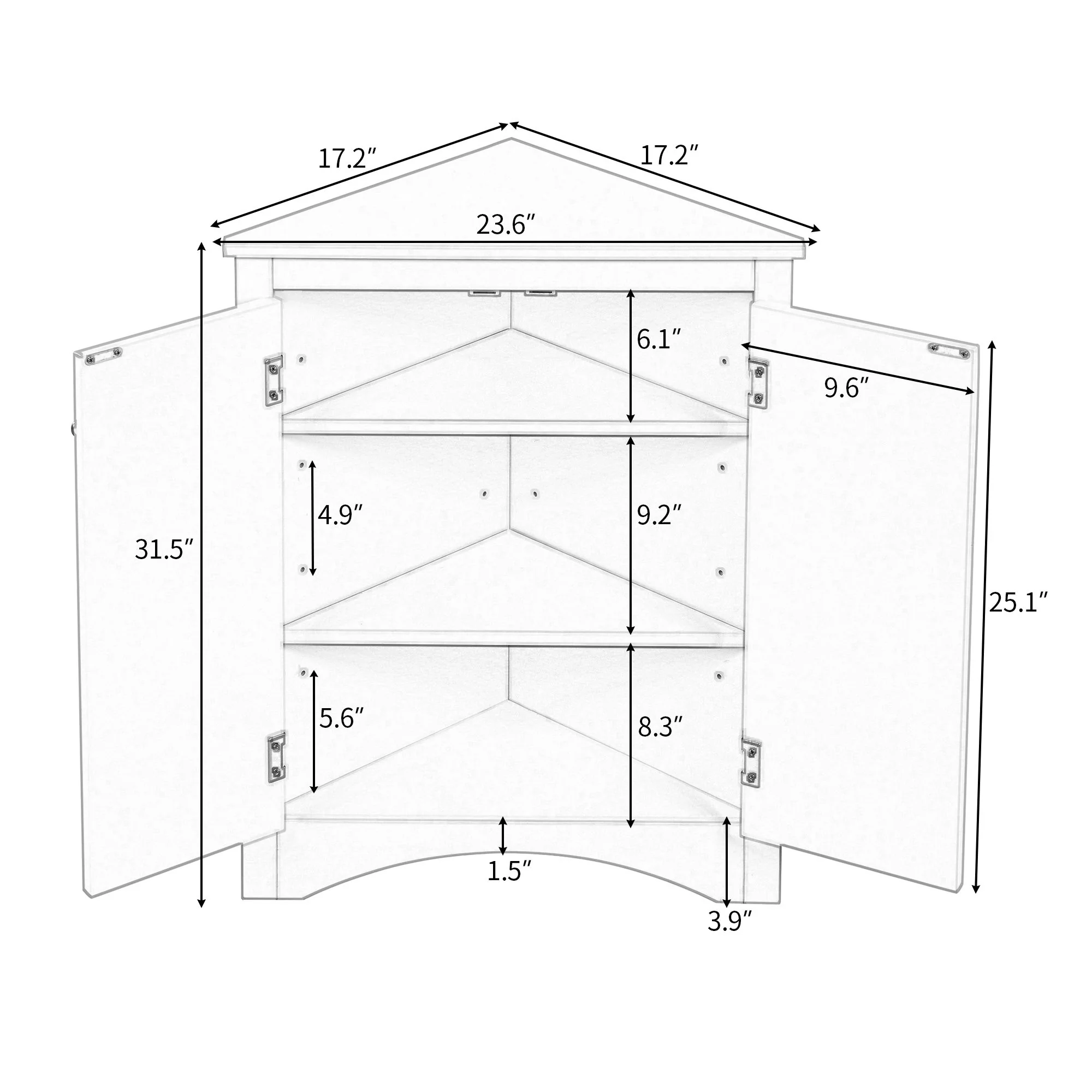 Triangle Bathroom Storage Cabinet With Adjustable Shelves, Freestanding Floor Cabinet For Home Kitchen - Image 33