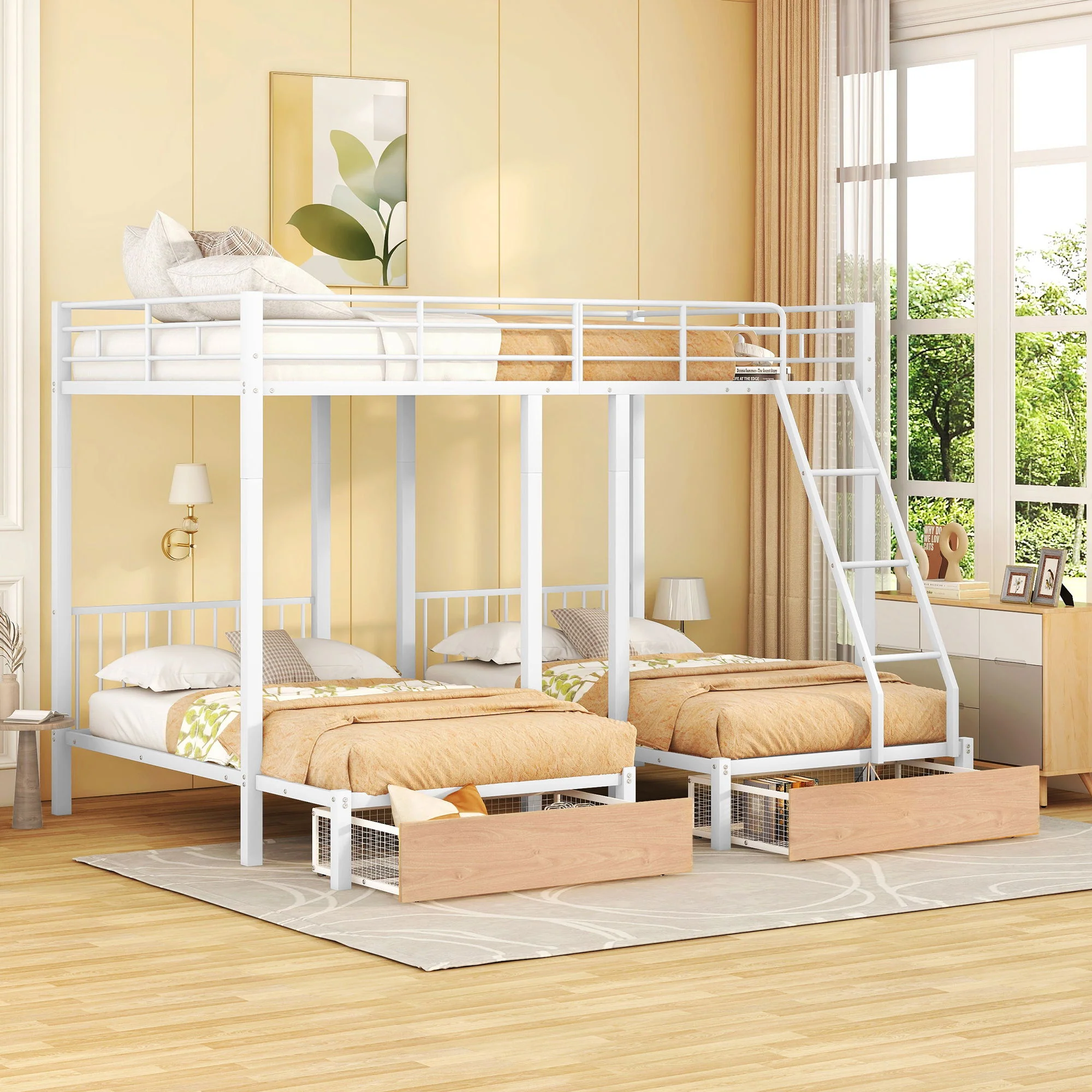 Triple Bunk Bed With Drawers And Guardrails - Image 2