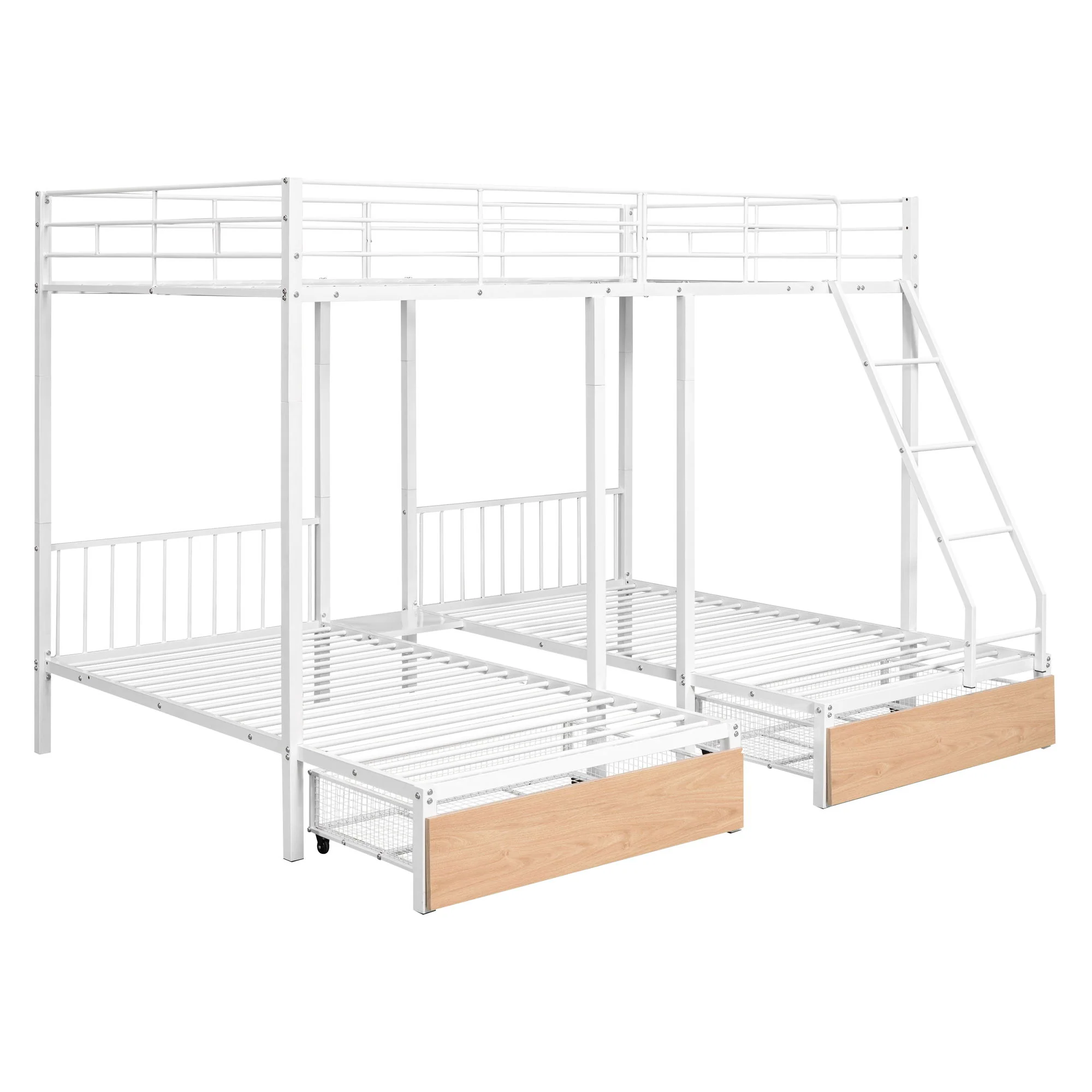 Triple Bunk Bed With Drawers And Guardrails - Image 8