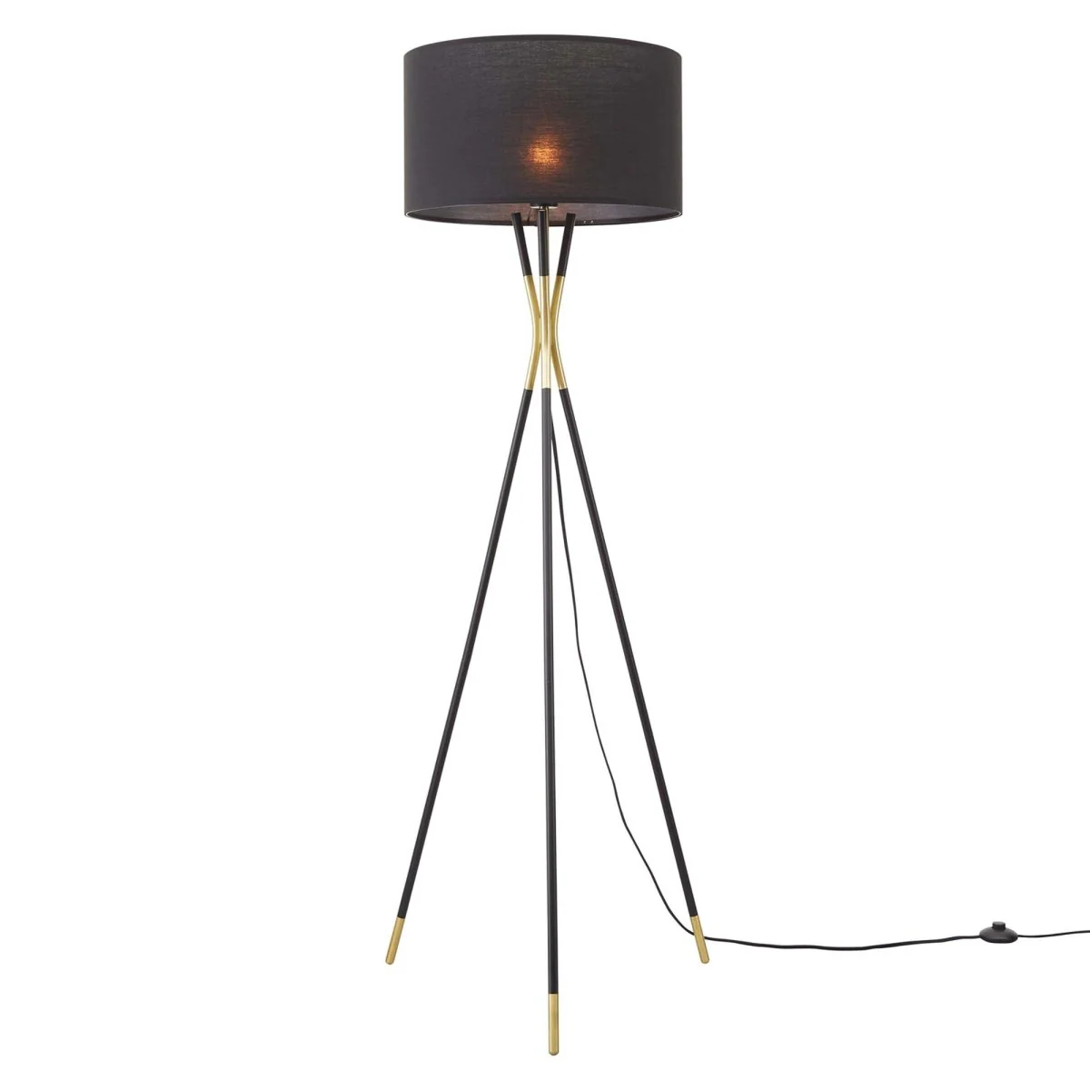 60" Tripod Standing Floor Lamp with Fabric Shade – Black