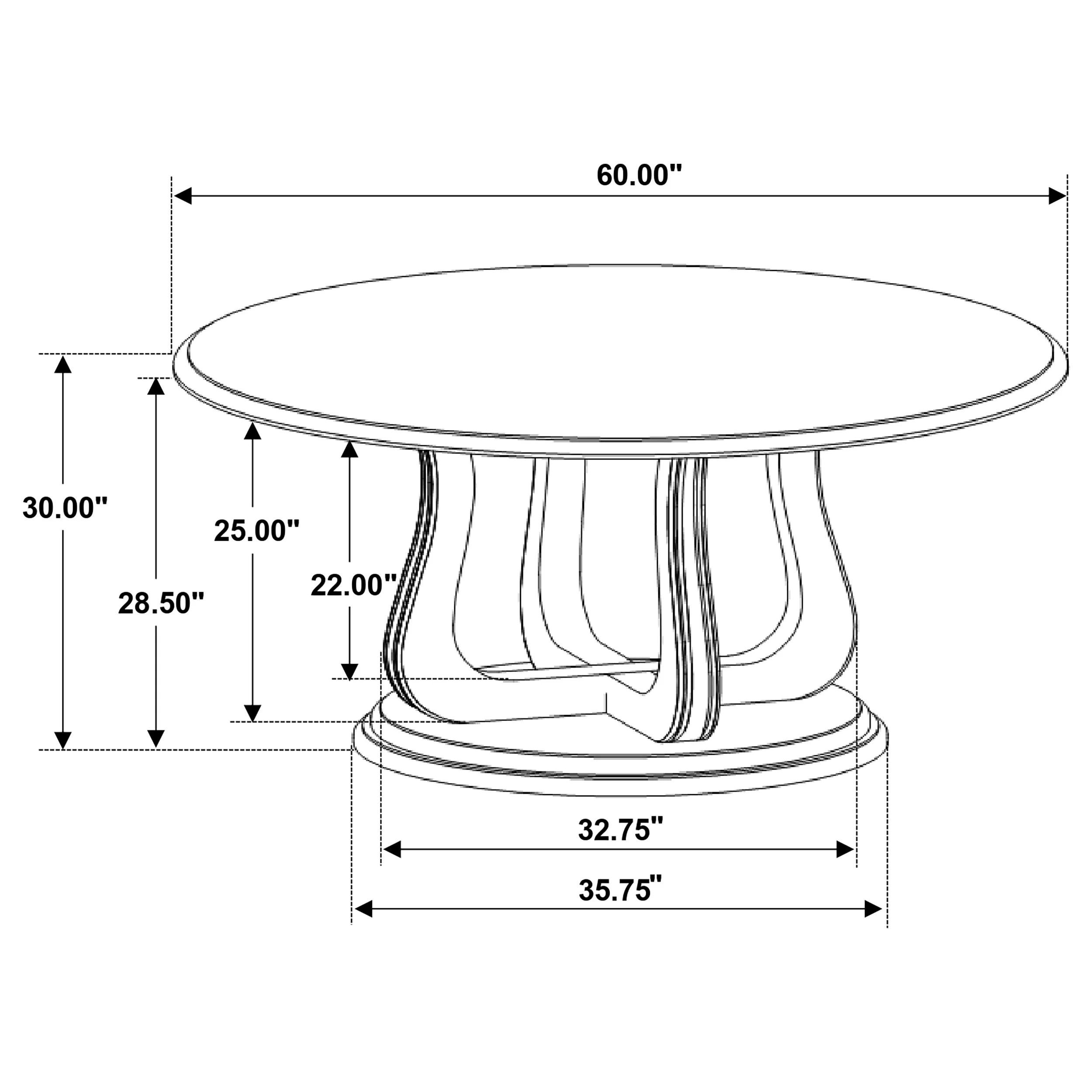 Trofello Round 60-Inch Pedestal Dining Table, White Washed - Image 7