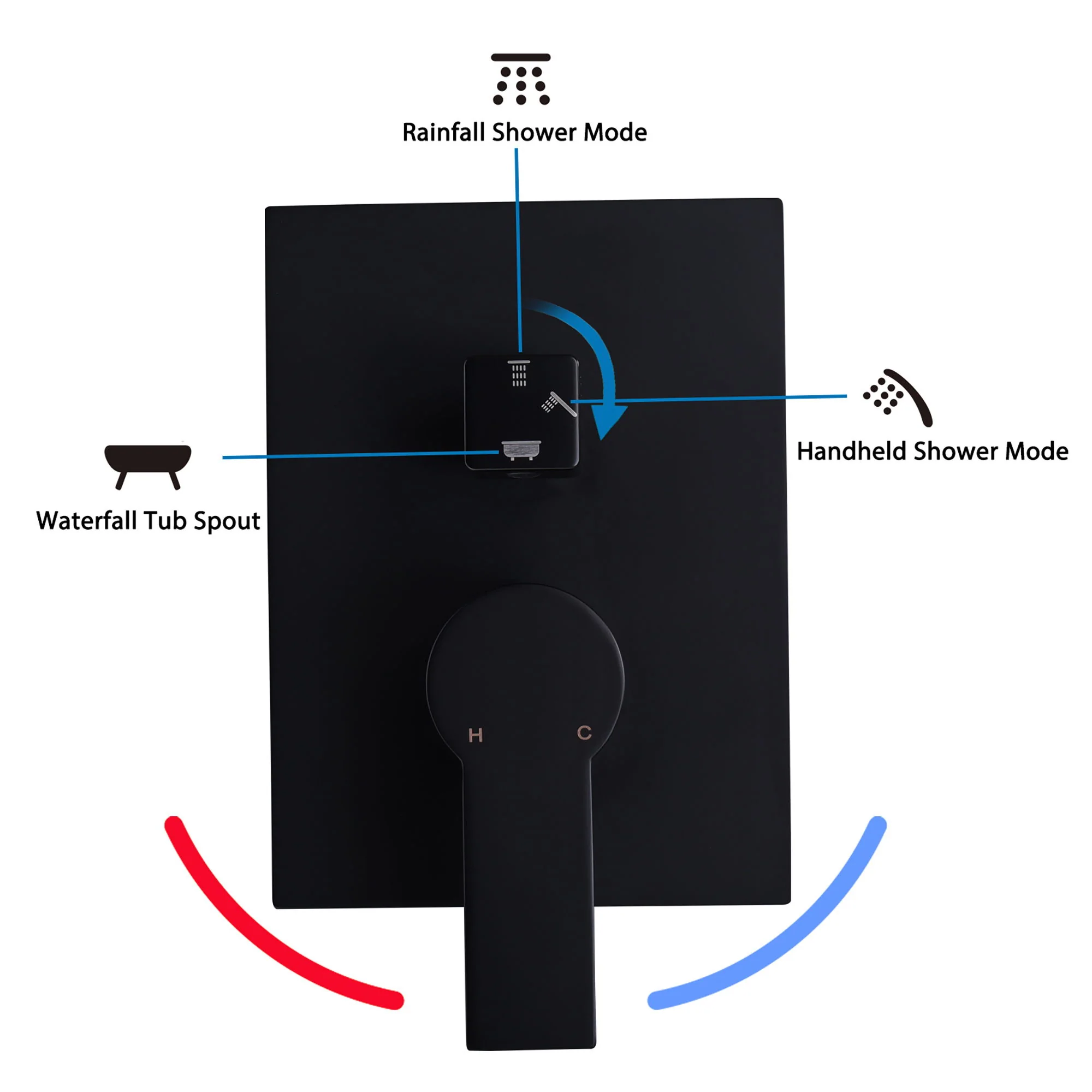 Tub Shower Faucet Set With 12" Rain Shower Head And Handheld Spray Combo - Image 15