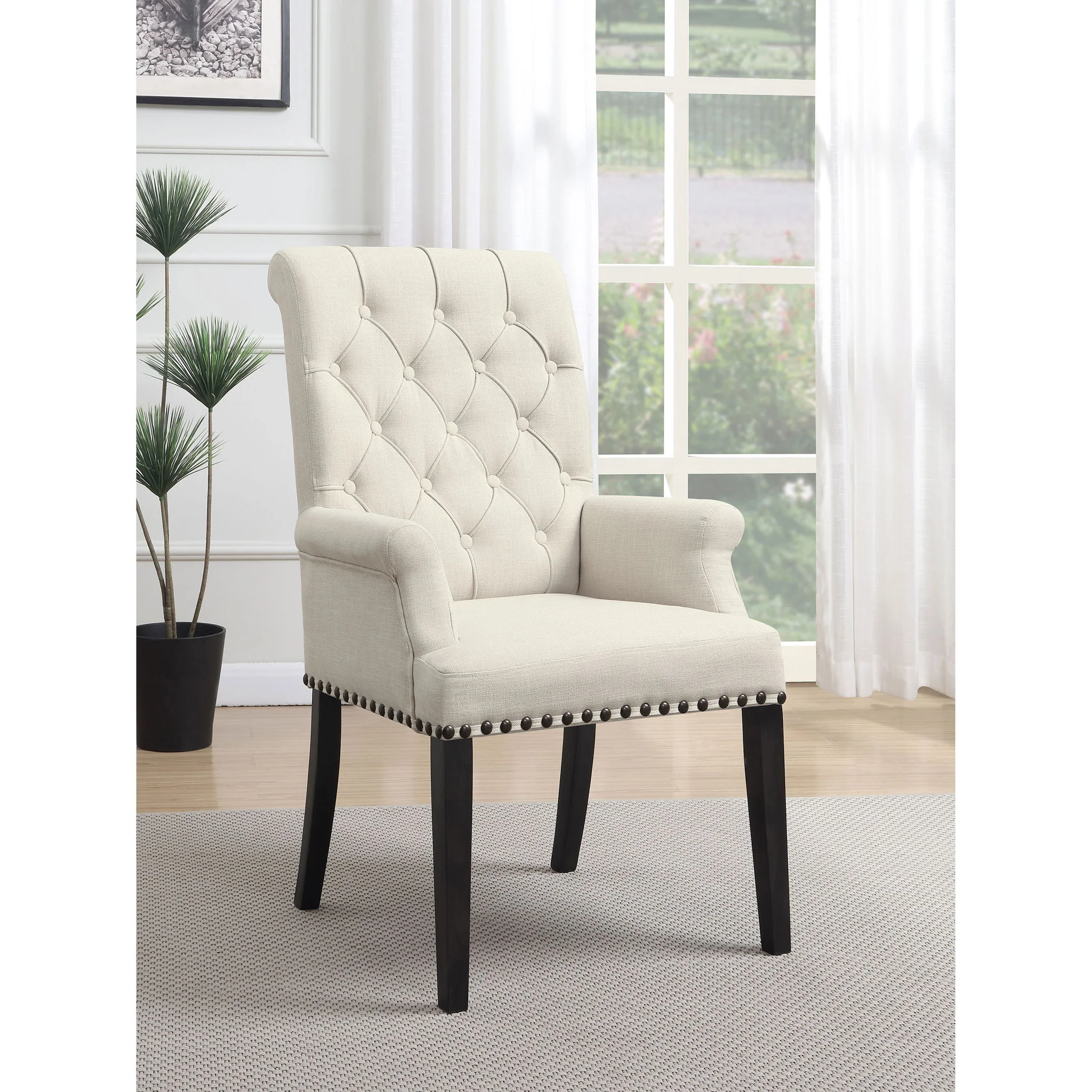 Tufted Arm Chair With Nailhead Trim - Image 4