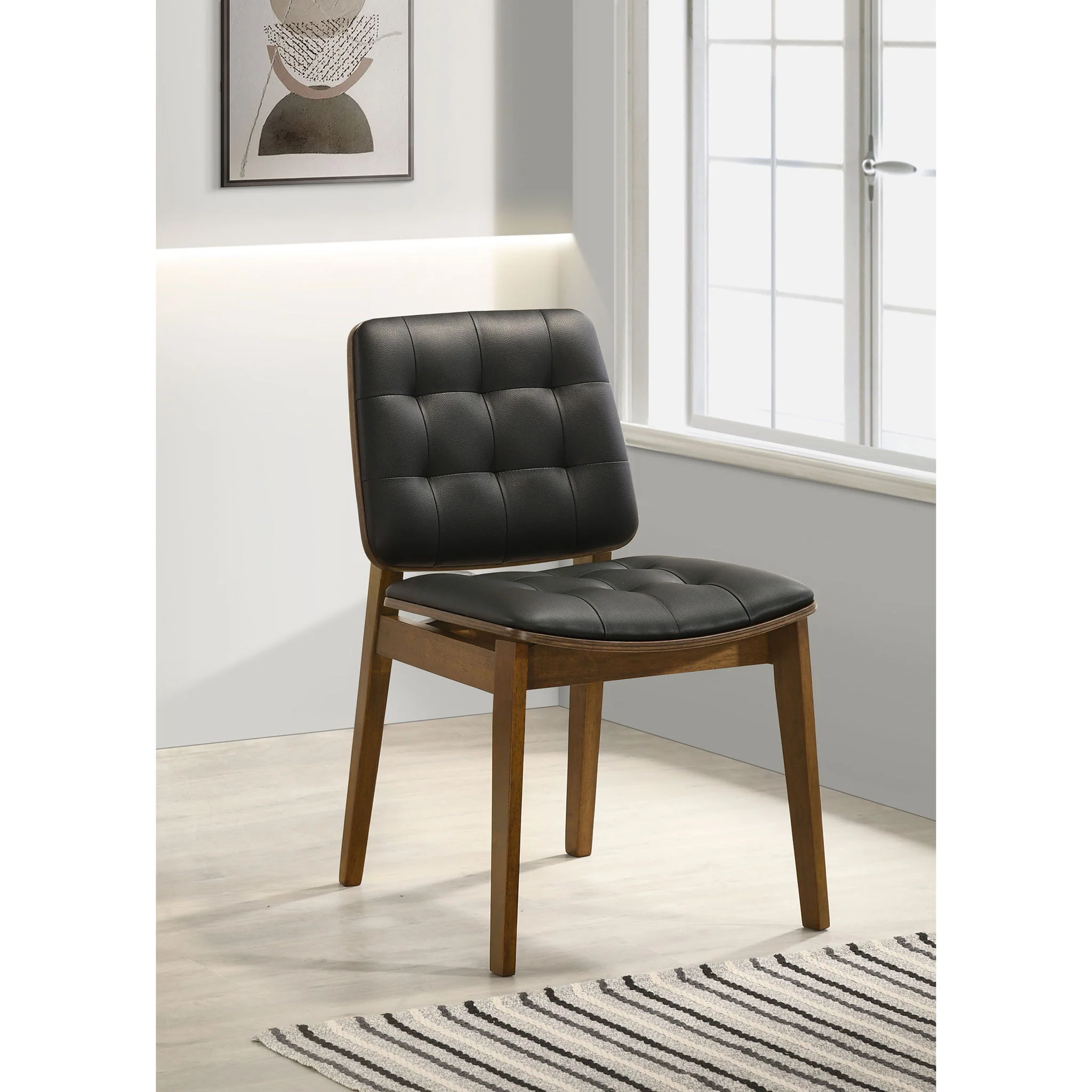 Tufted Back Dining Chairs With Tufted Upholstered Seats And Tapered Legs (Set of 2) - Black - Image 6
