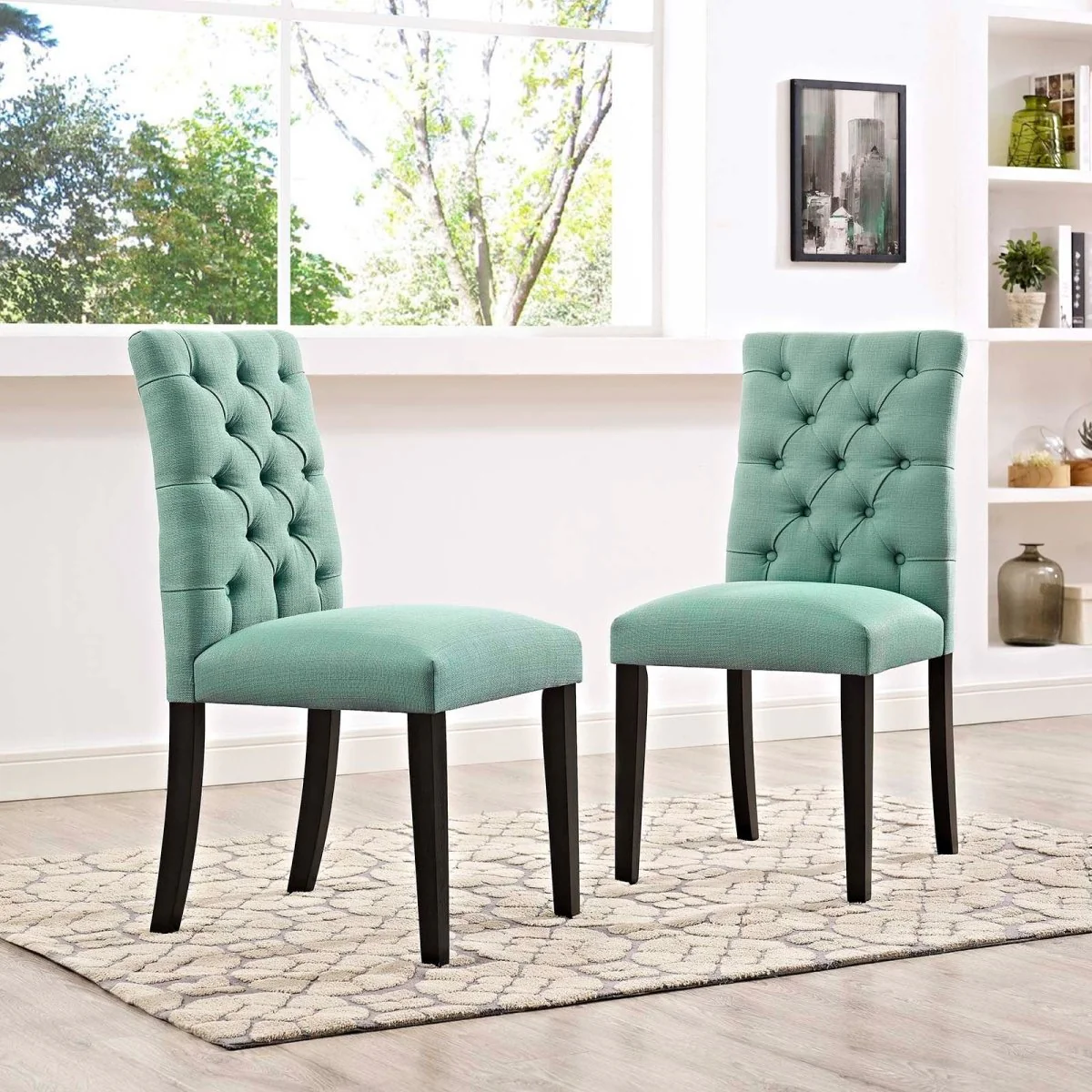 Tufted Button Back Fabric Dining Chair Set of 2 - Image 27