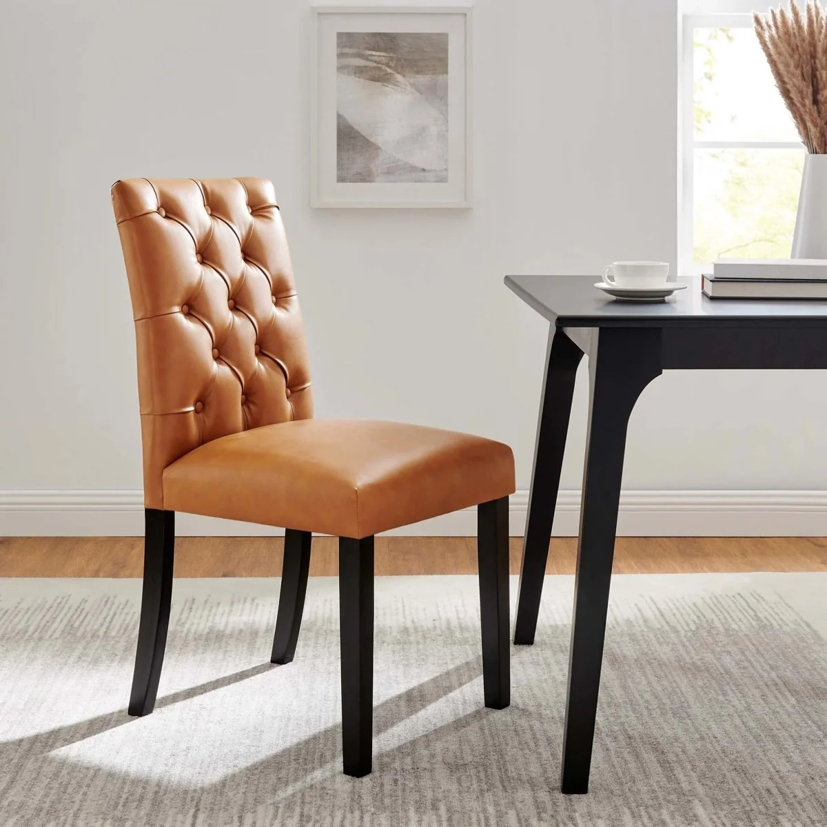 Tufted Button Back Vinyl Dining Chair Set of 2 - Image 9