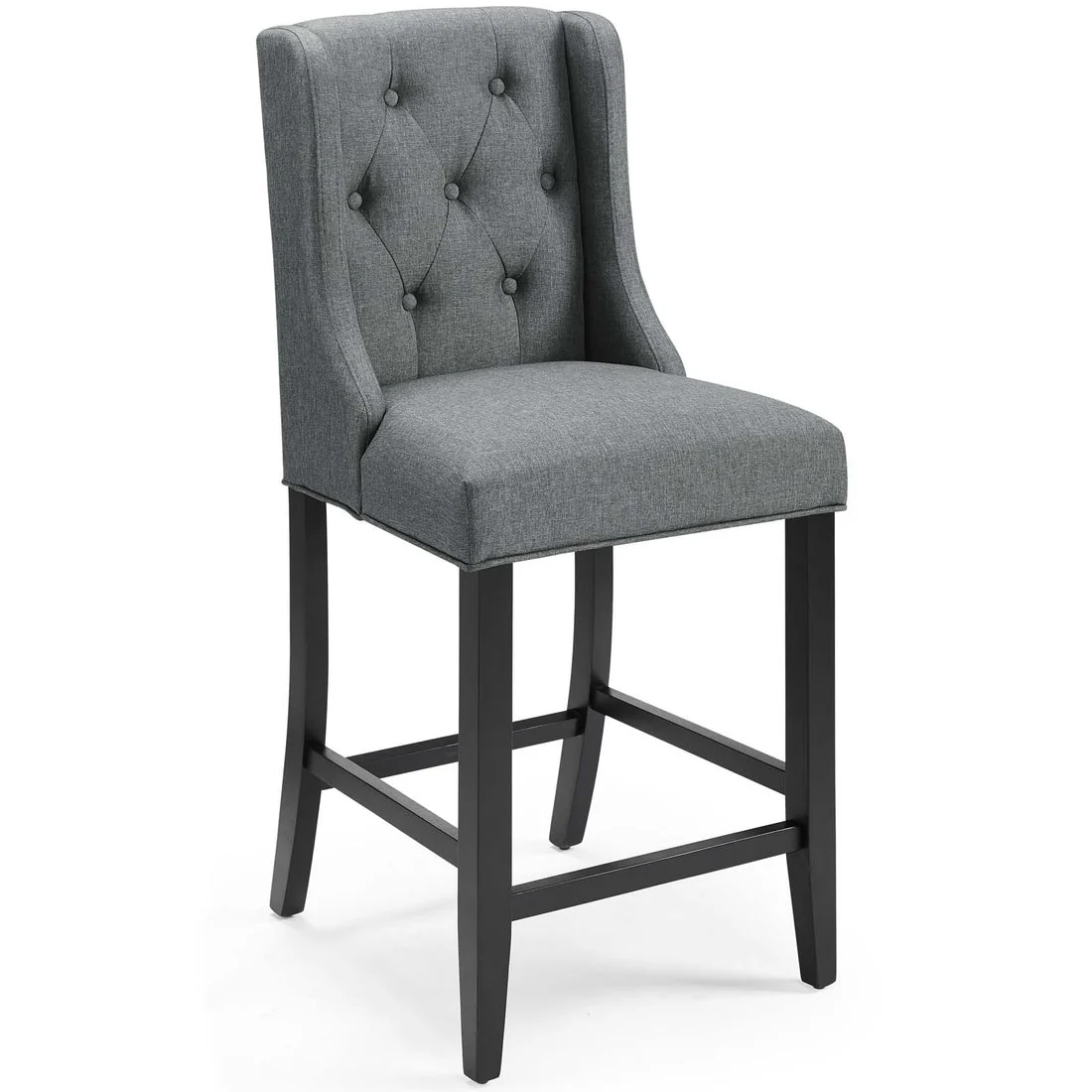 Tufted Button Fabric Counter Stool – Solid Wood 42 Inch - Image 6