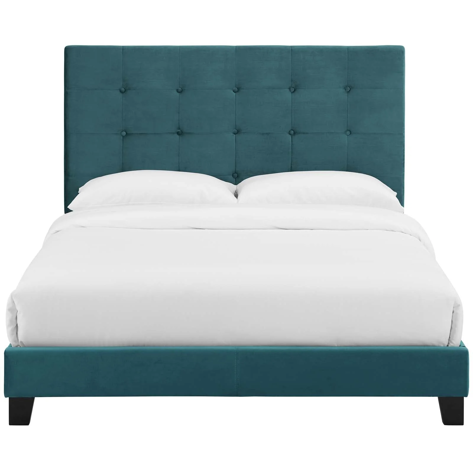 Tufted Button Performance Velvet Platform Bed - Image 29