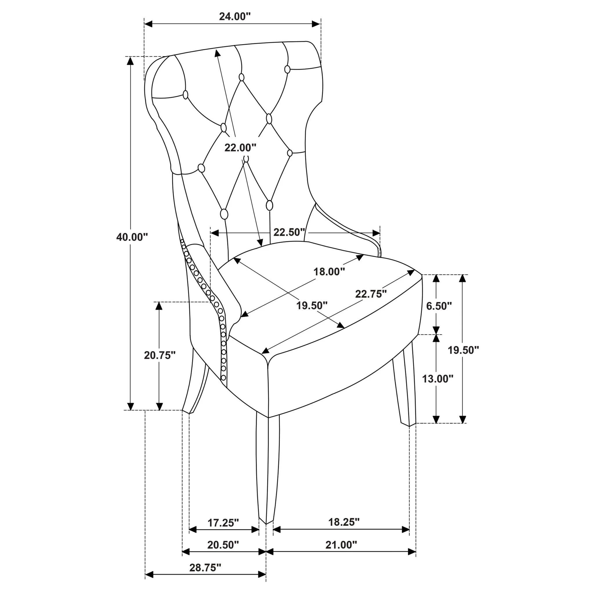 Tufted Dining Chair With Button Tufting And Nailhead Trim - Image 4