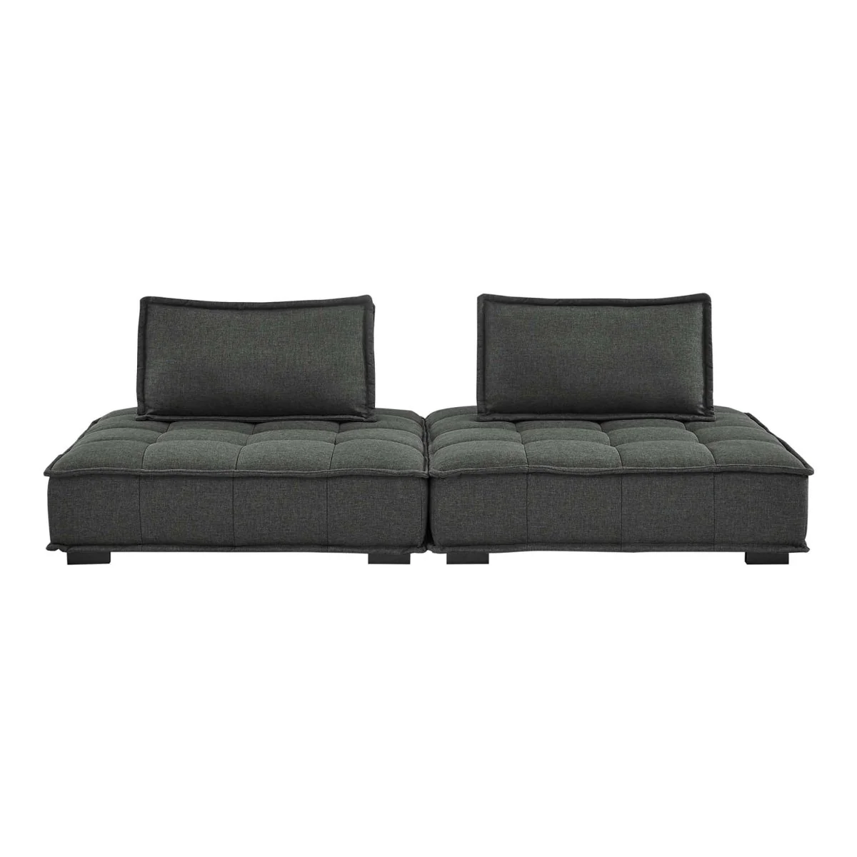 Tufted Fabric 2-Piece Armless Loveseat - Image 17