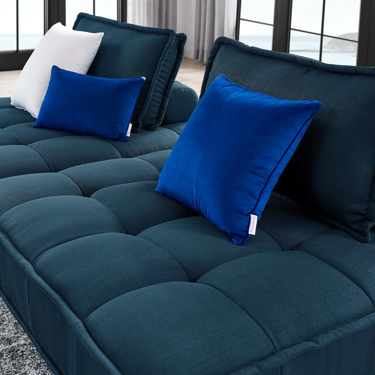Tufted Fabric 2-Piece Armless Loveseat - Image 3