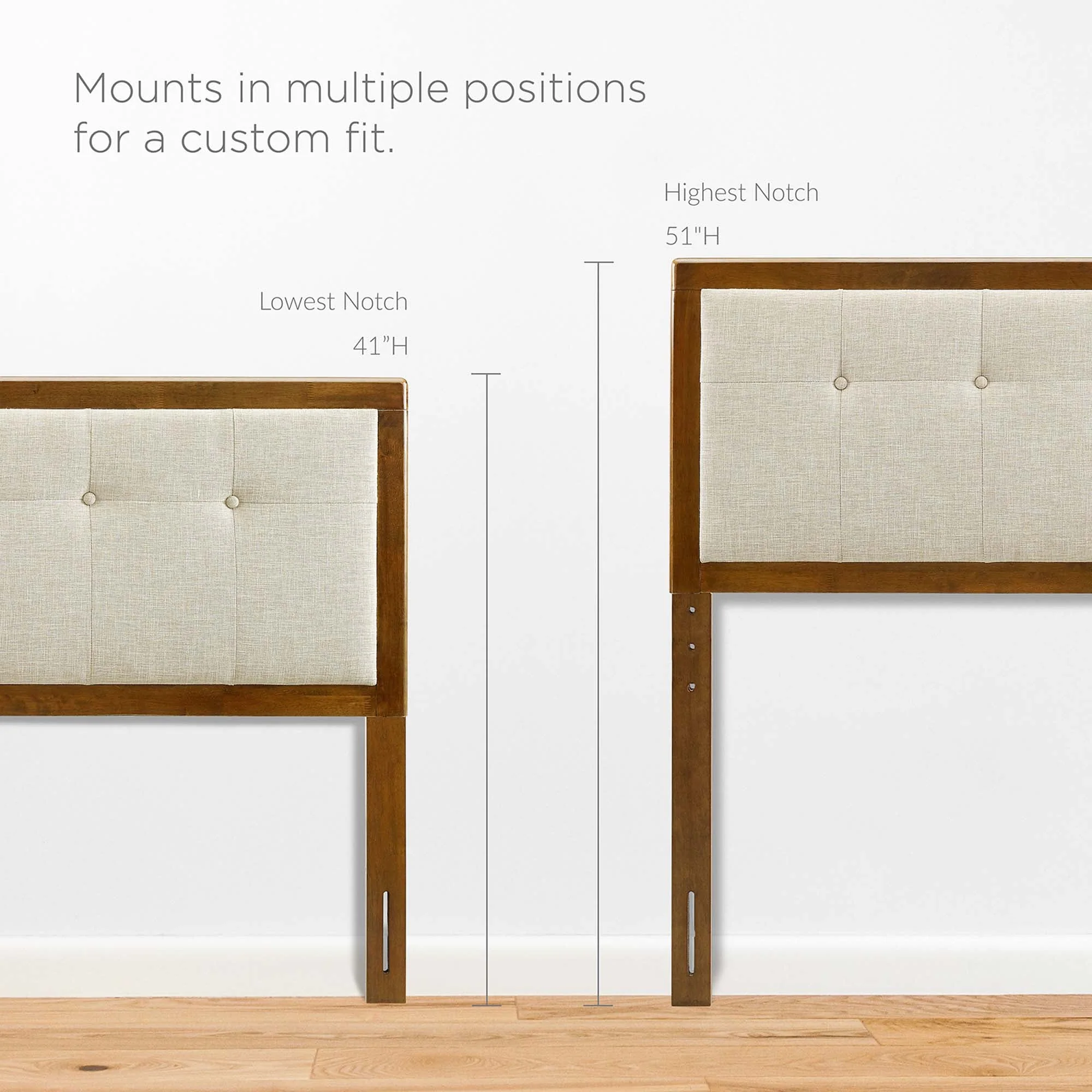 Tufted Fabric and Wood Accent Headboard - Image 15