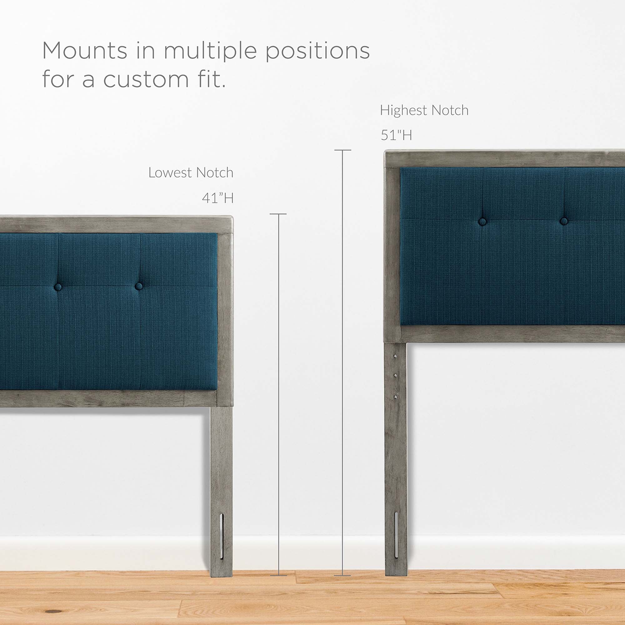 Tufted Fabric and Wood Accent Headboard - Image 45